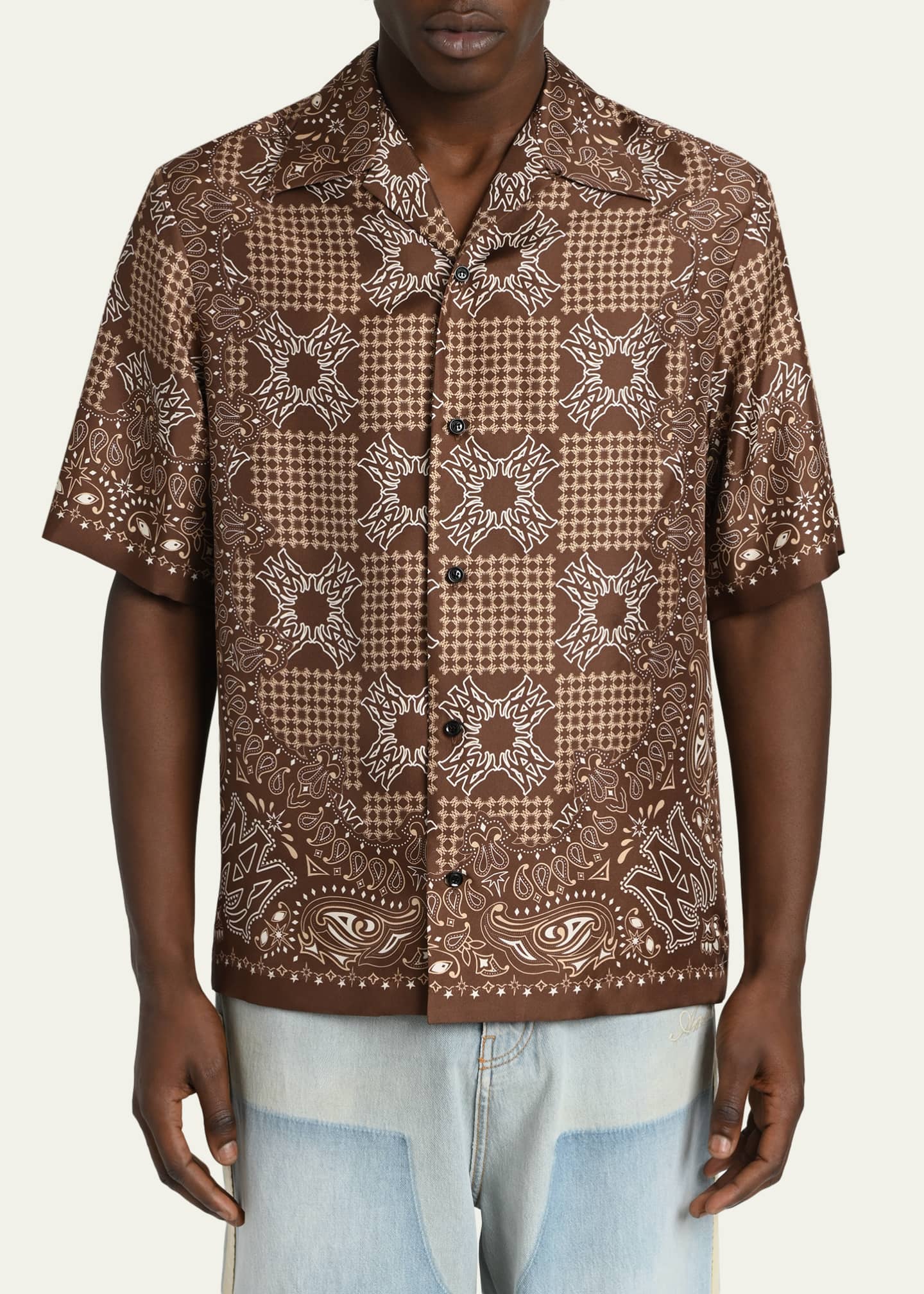 Amiri Men's Silk MA Quad Paisley Short-Sleeve Shirt - Bergdorf Goodman