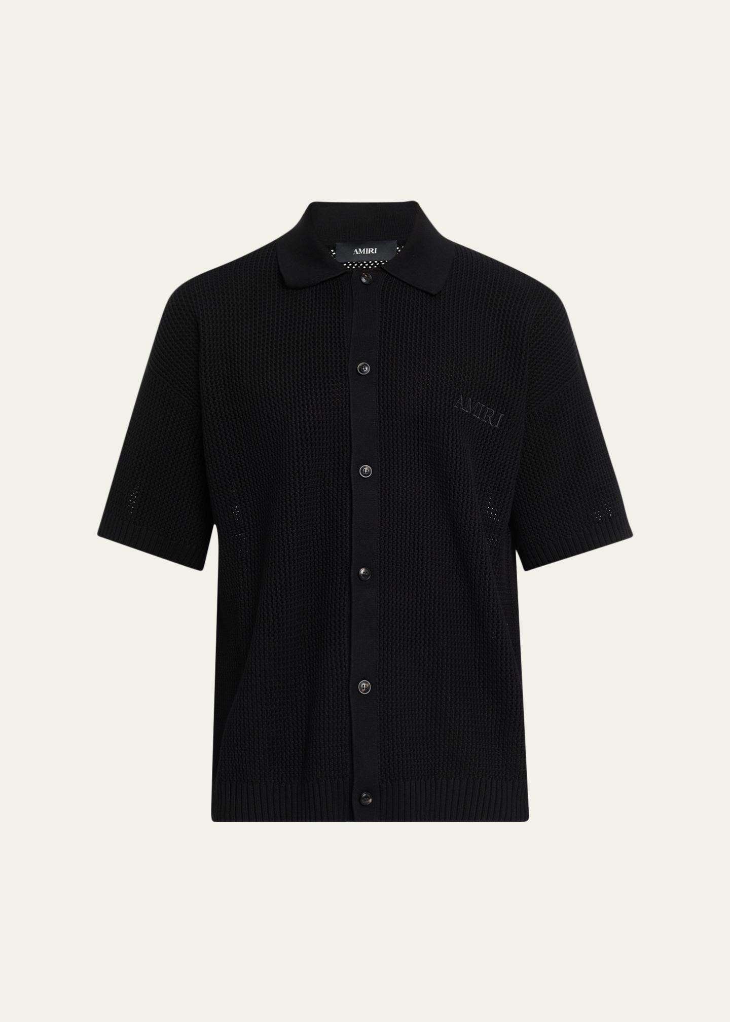 Amiri Men's Crochet-Knit Mesh Cotton Shirt - Bergdorf Goodman