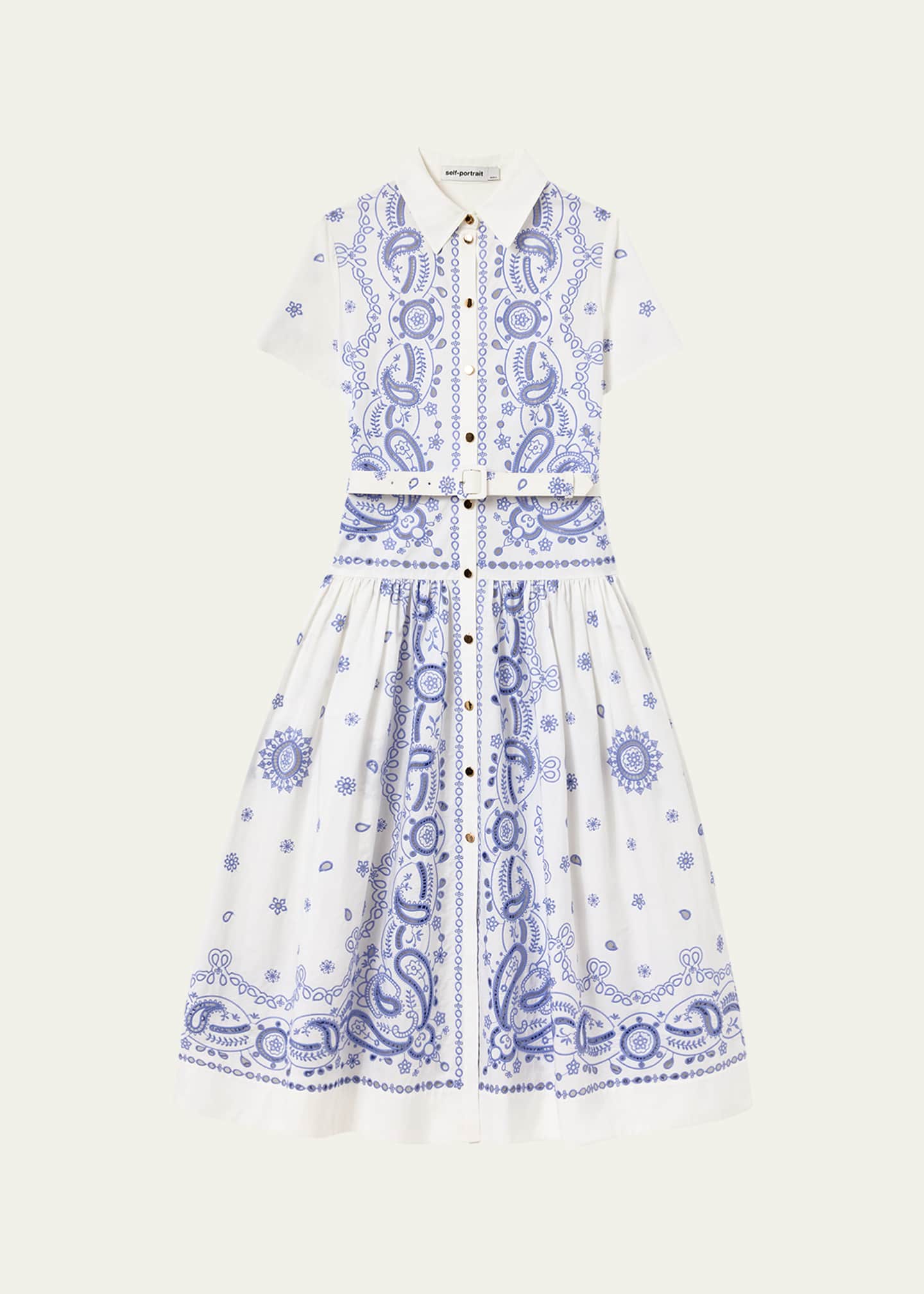 self portrait cotton midi dress self-portrait - Yellow Cotton Broderie Midi Dress