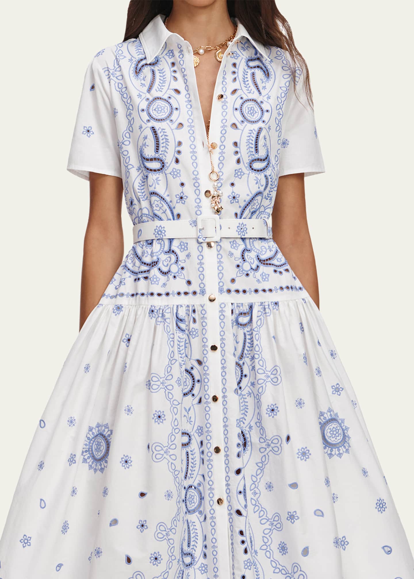 self portrait belted midi dress Belted cotton-blend guipure lace midi dress - pink