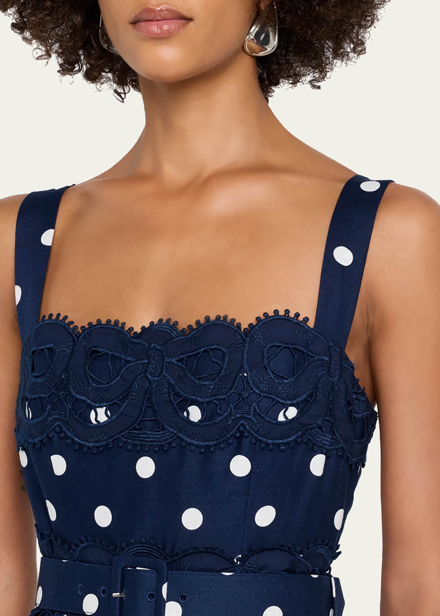polka dot linen midi dress Jenae Linen Polka Dot Midi Dress