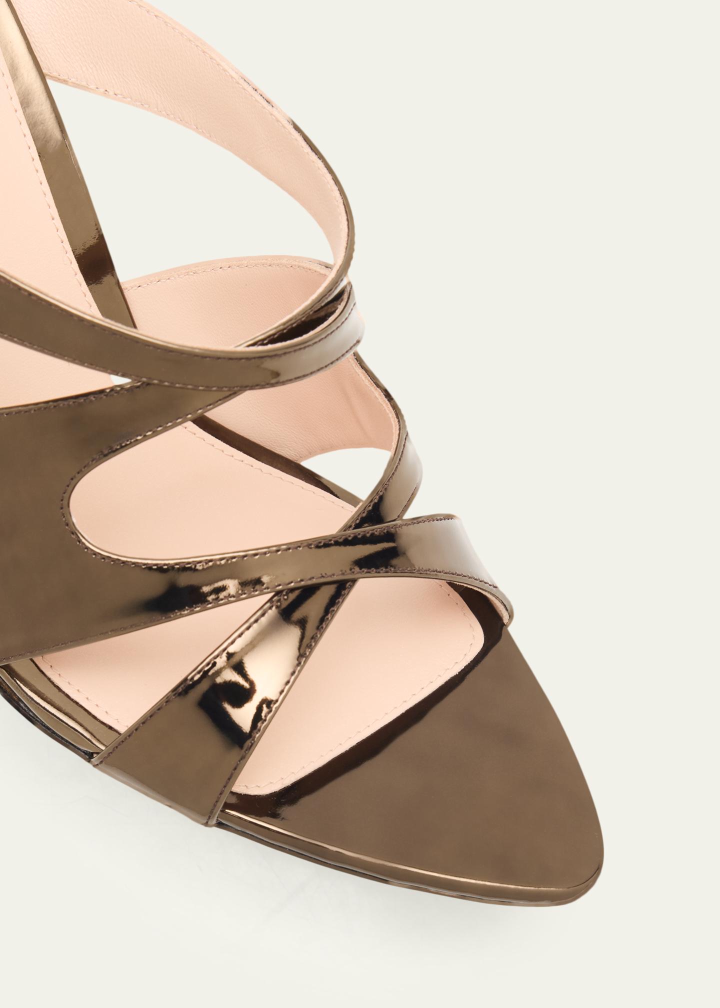 Stuart Weitzman 85mm Rubie Metallic Leather Mule Sandals