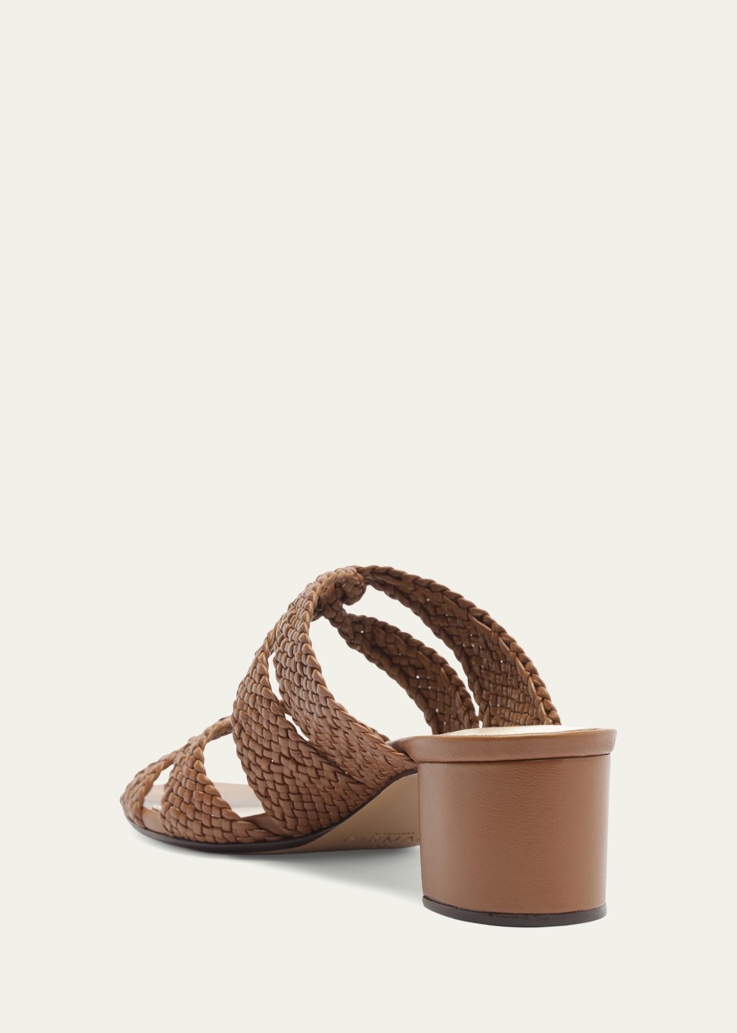 Alexandre Birman 45mm Sabrina Leather Block Heel Slide Sandals ...