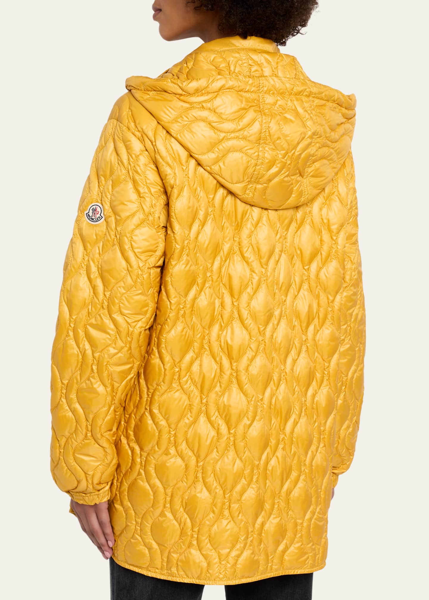 Moncler Balette Geometric Quilted Mid-Length Down Jacket