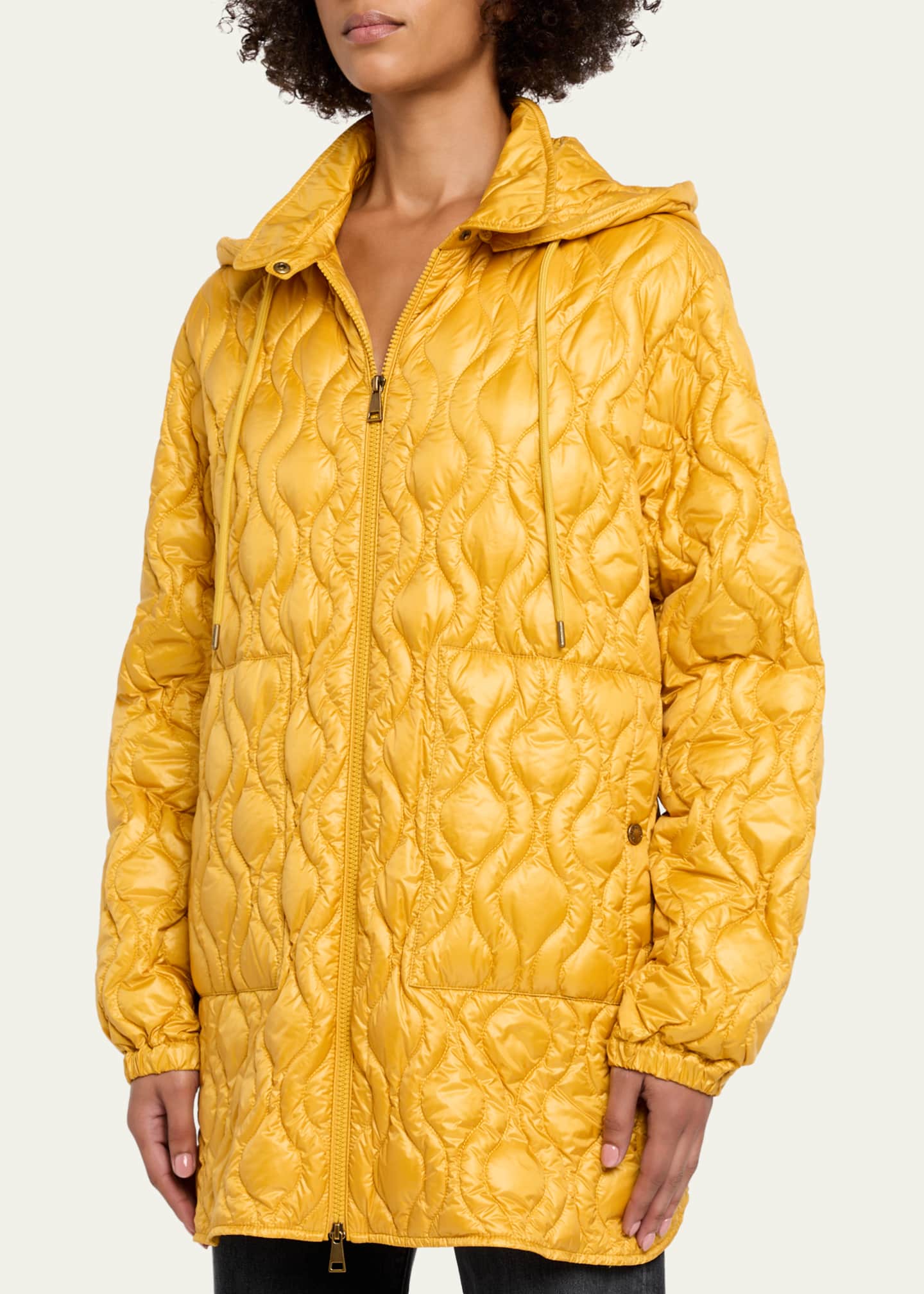 Moncler Balette Geometric Quilted Mid-Length Down Jacket