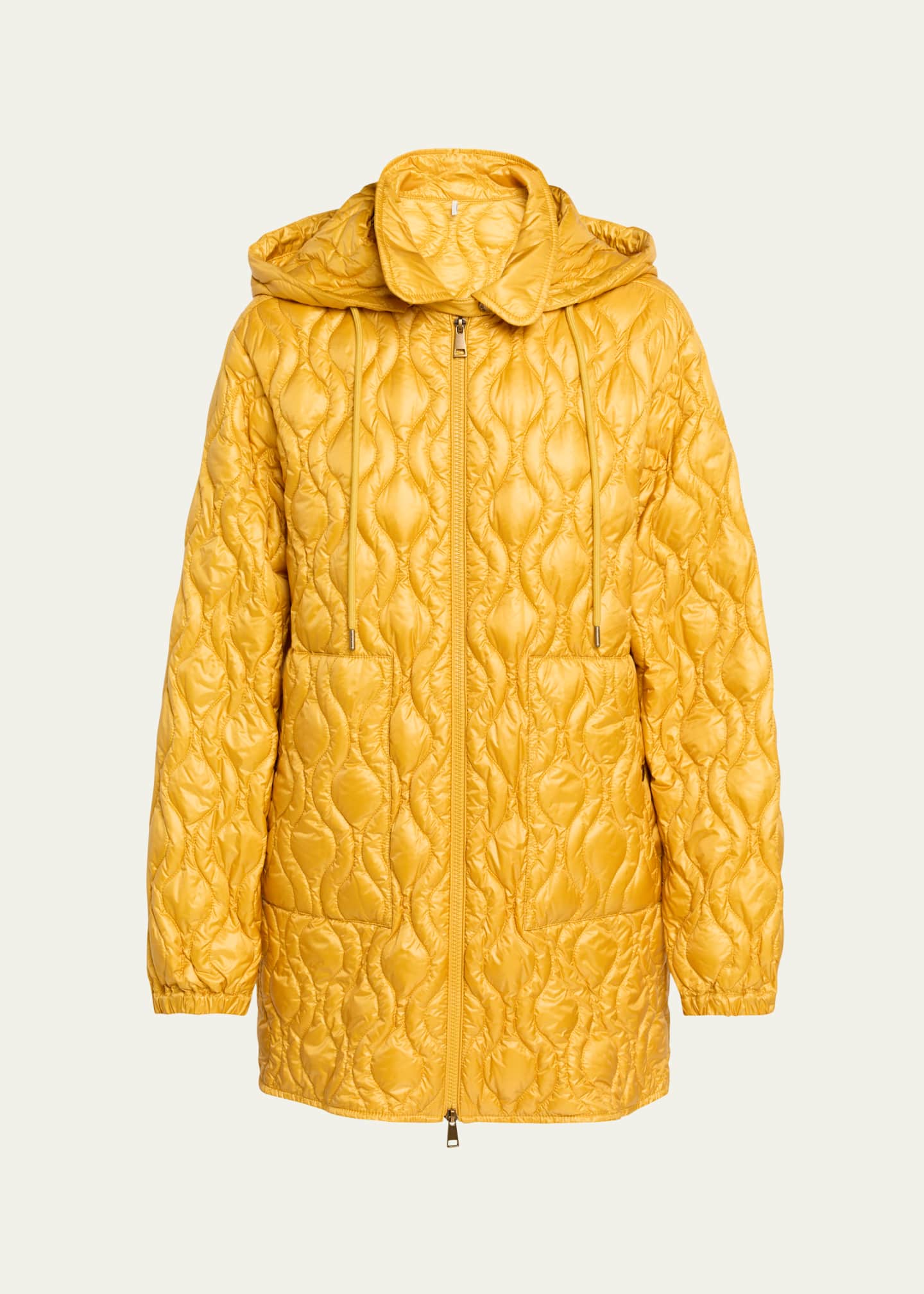 Moncler Balette Geometric Quilted Mid-Length Down Jacket