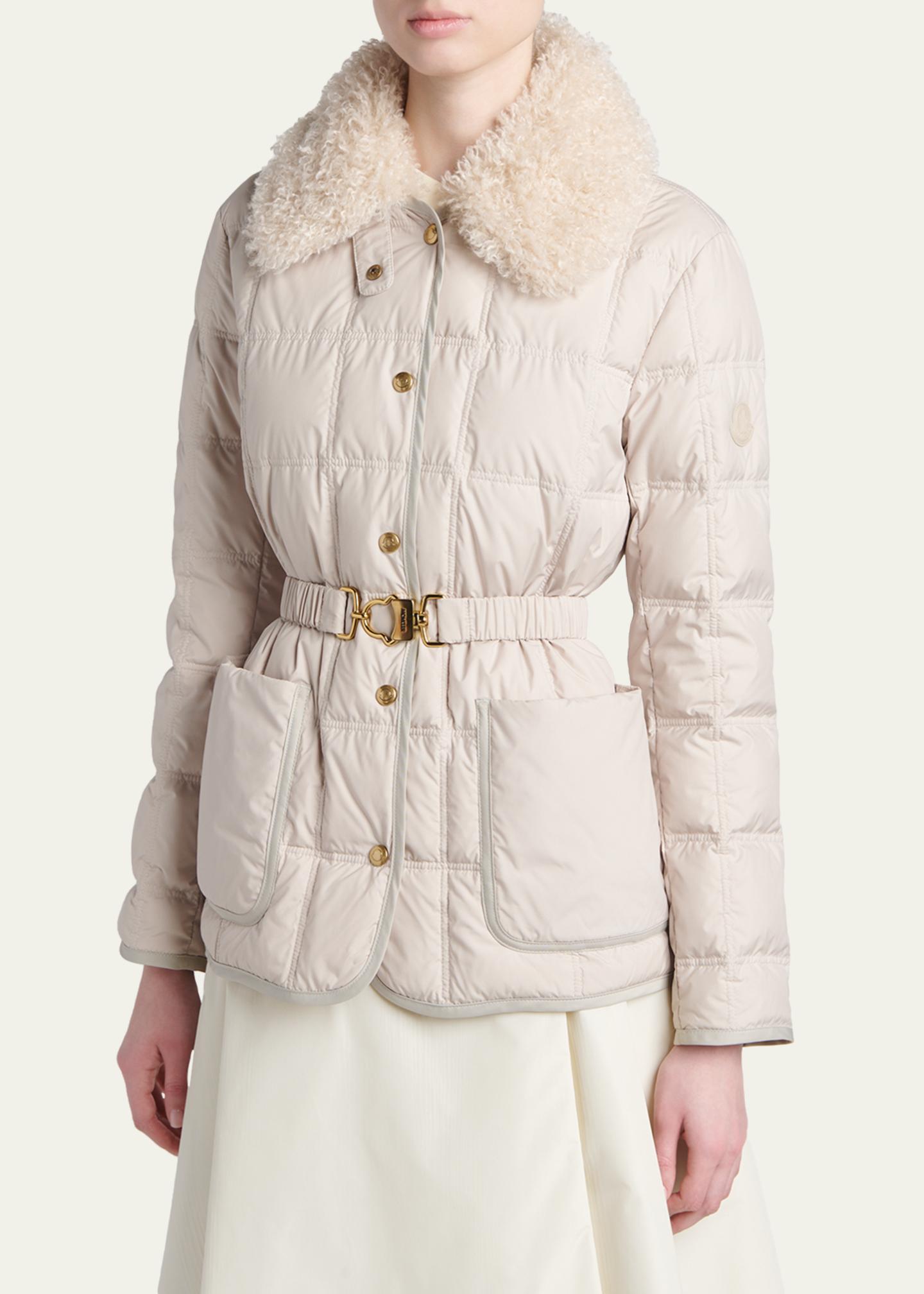 Moncler Cygnes Belted Short Down Jacket - Bergdorf Goodman