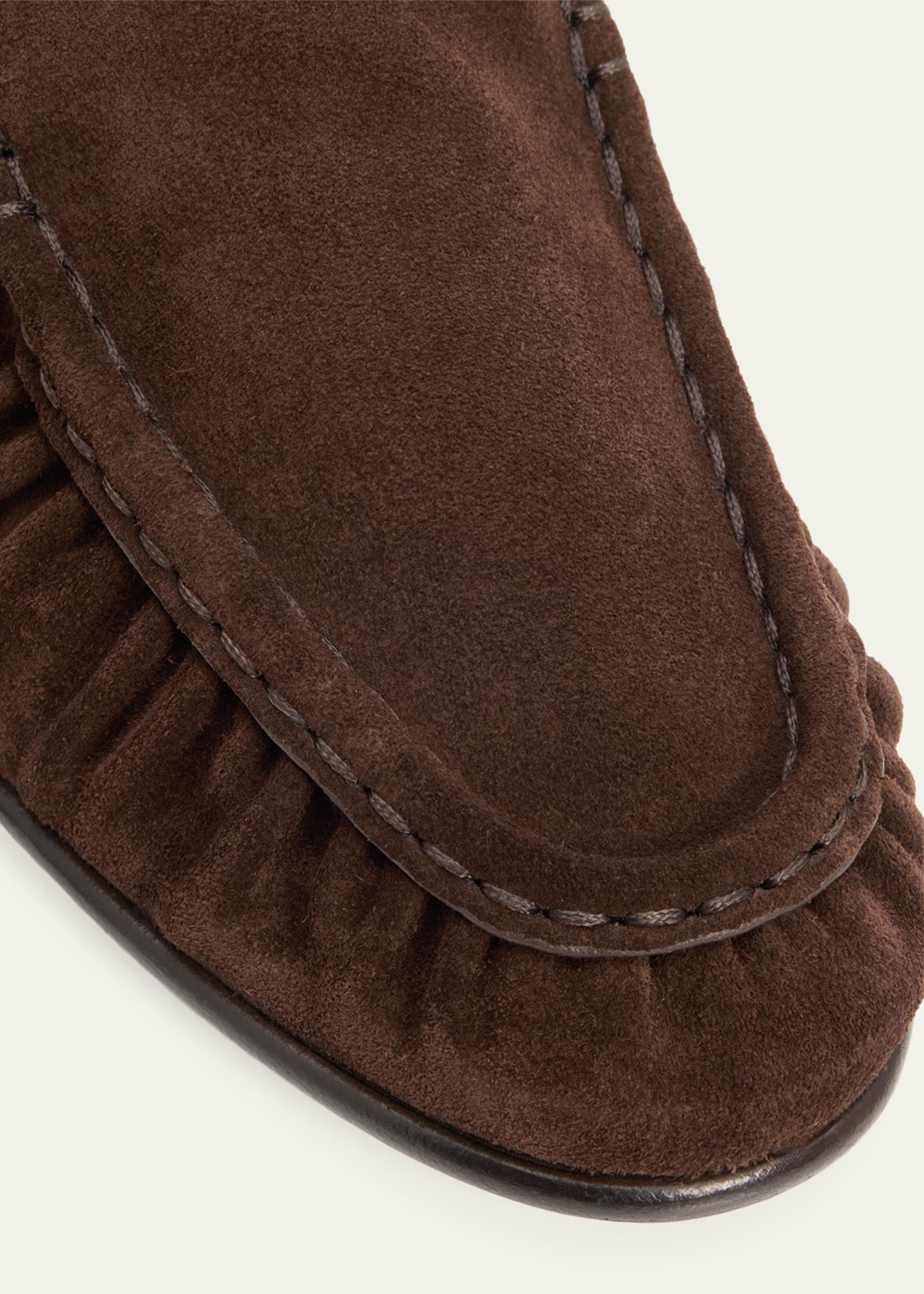 The Row Soft Moccasin Two Suede Loafers - Bergdorf Goodman