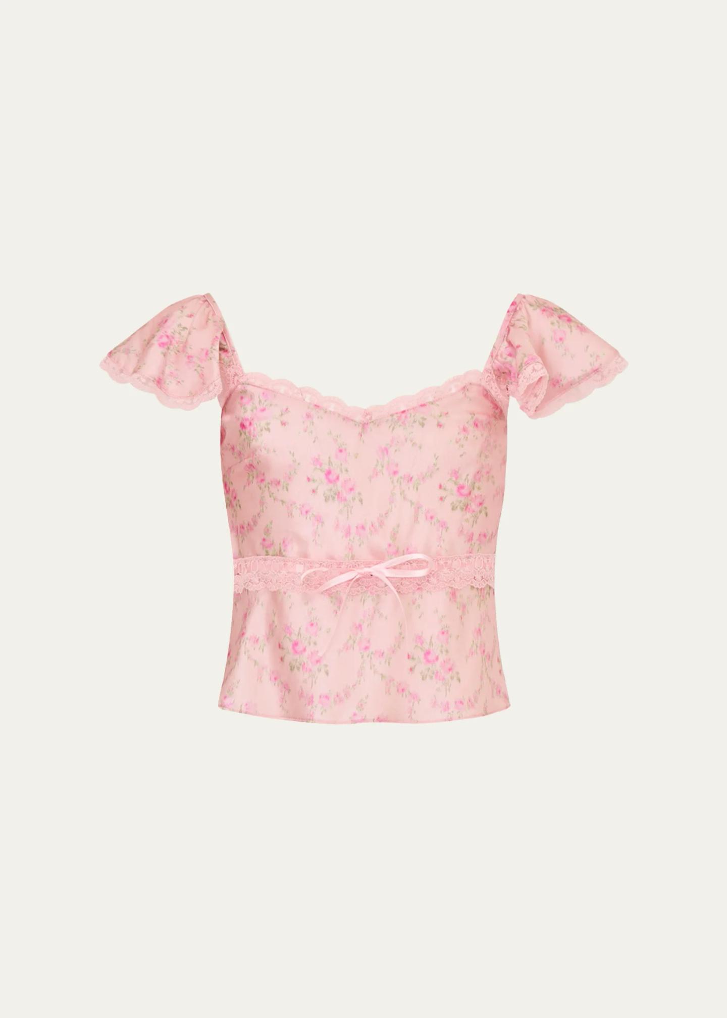 LoveShackFancy Girl's Lelani Silk-Blend Top, Size 7-14 - Bergdorf Goodman