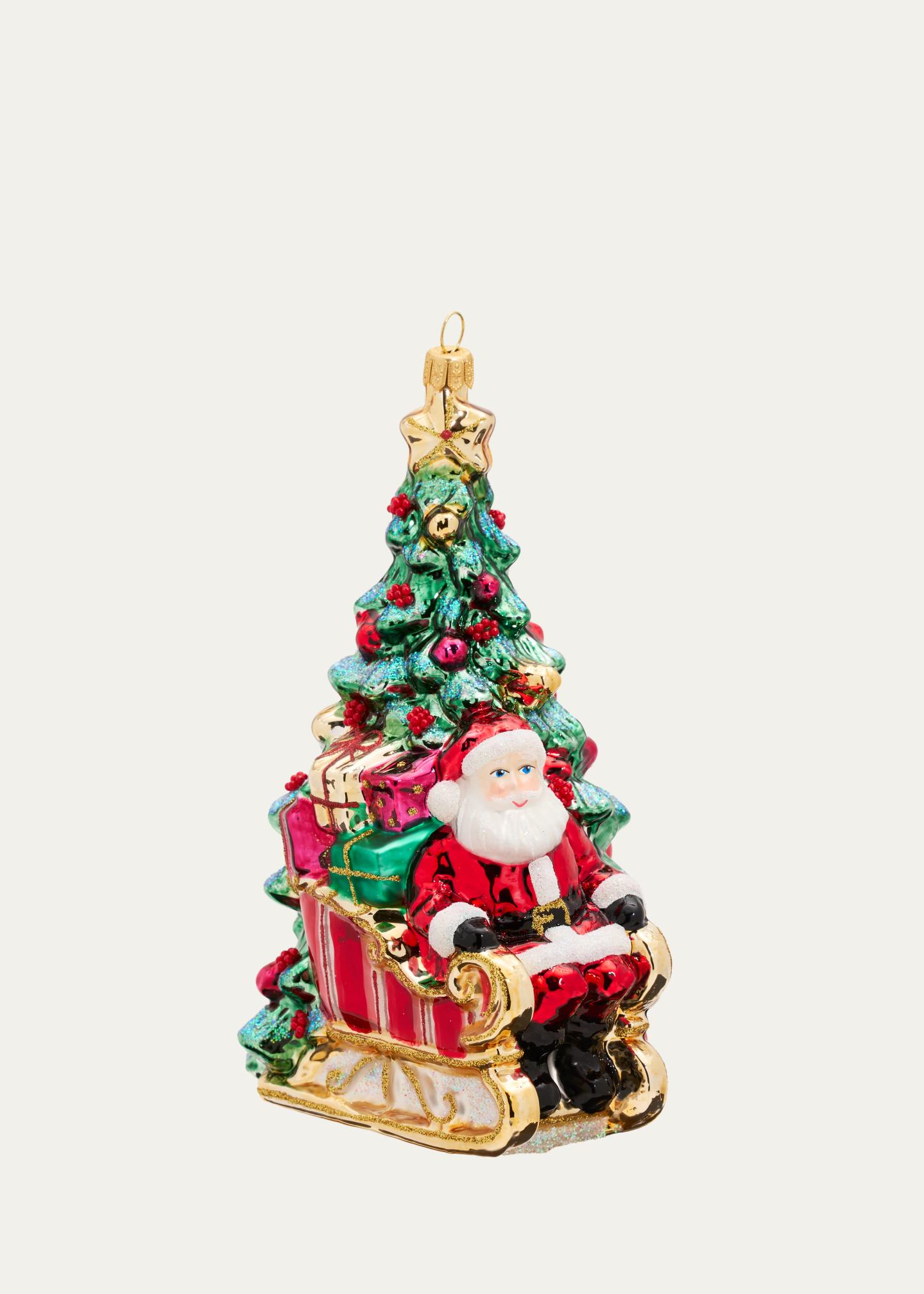 John Huras Santa On Sleigh Glass Ornament - Bergdorf Goodman
