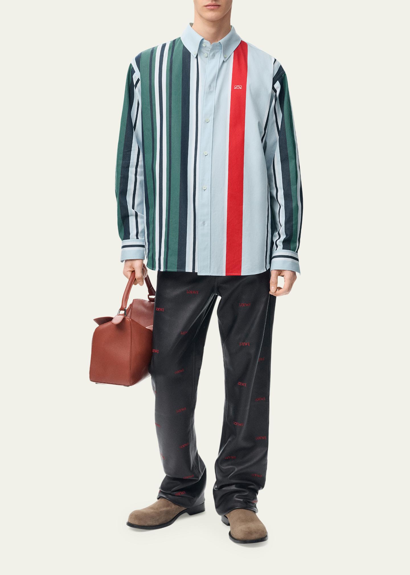 LOEWE Men's Variegated Stripe Twill Button-Down Shirt - Bergdorf