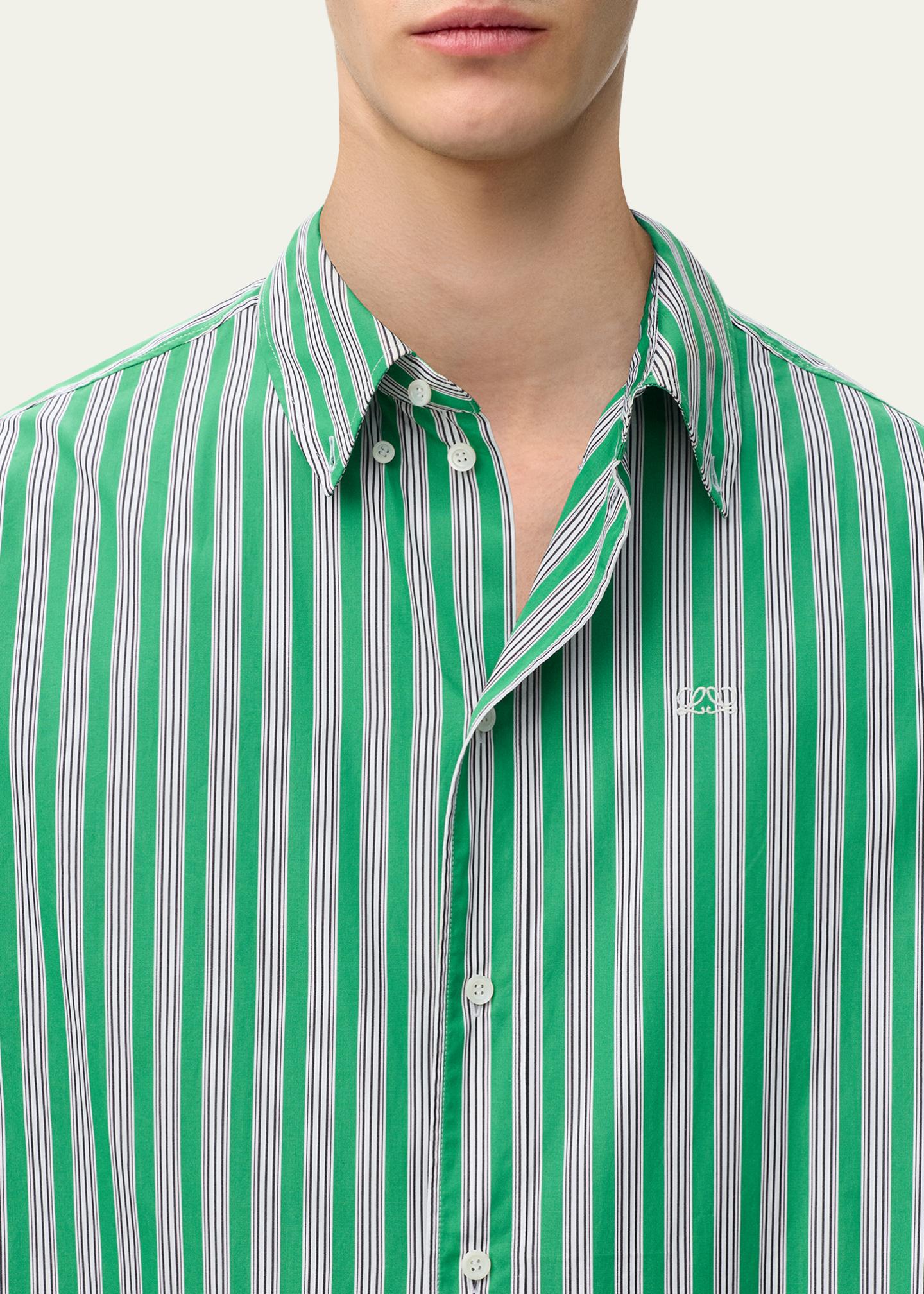 LOEWE Men's Multi-Stripe Poplin Button-Down Shirt - Bergdorf Goodman