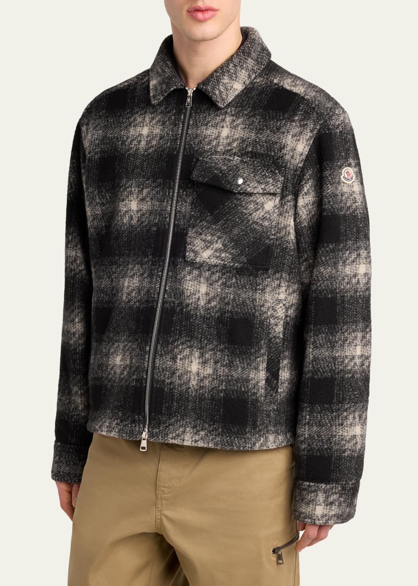 Moncler Men's Buffalo Check Full-Zip Shirt Jacket - Bergdorf Goodman