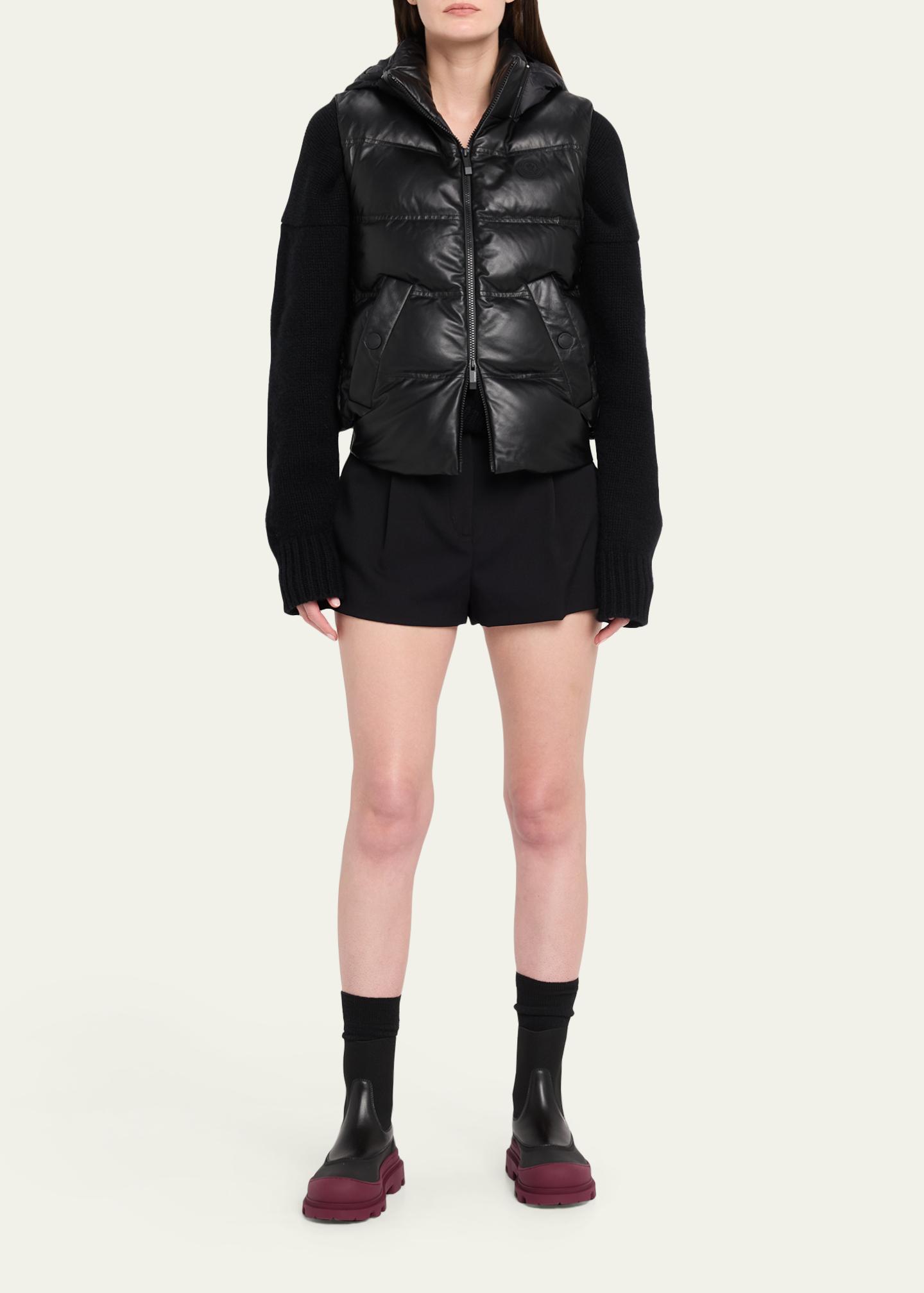 MONCLER レザーダウンベスト 2 ADAM GILET ADAM VEST Moncler Impression Leather Hooded Down Vest - Bergdorf Goodman