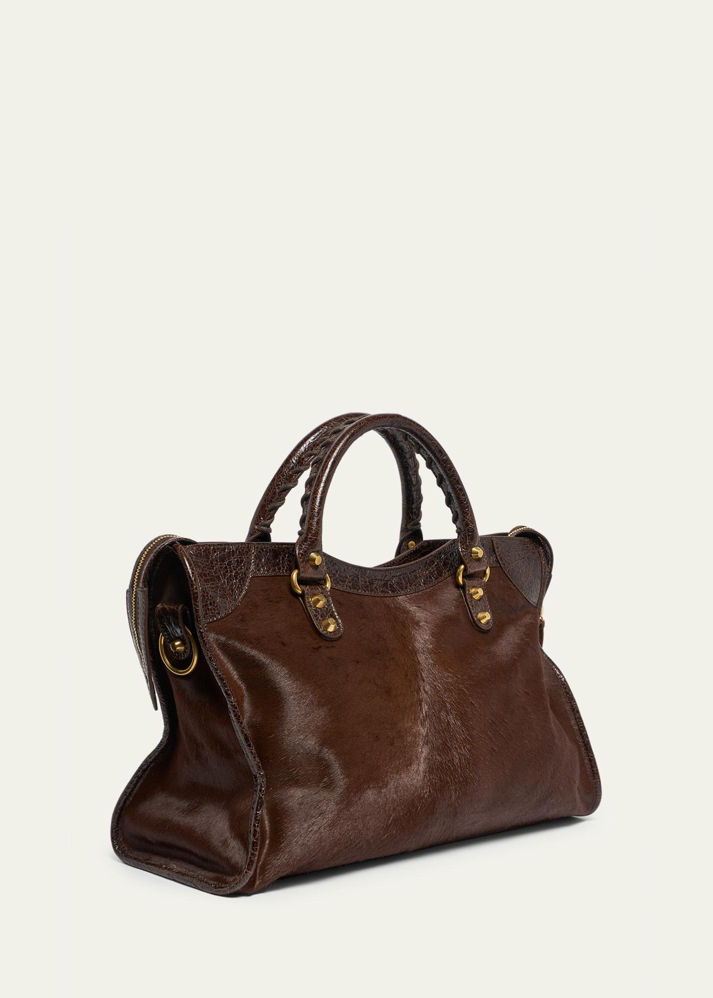 BALENCIAGA city ダークブラウン Balenciaga Le City Medium Calf Hair Tote Bag - Bergdorf Goodman