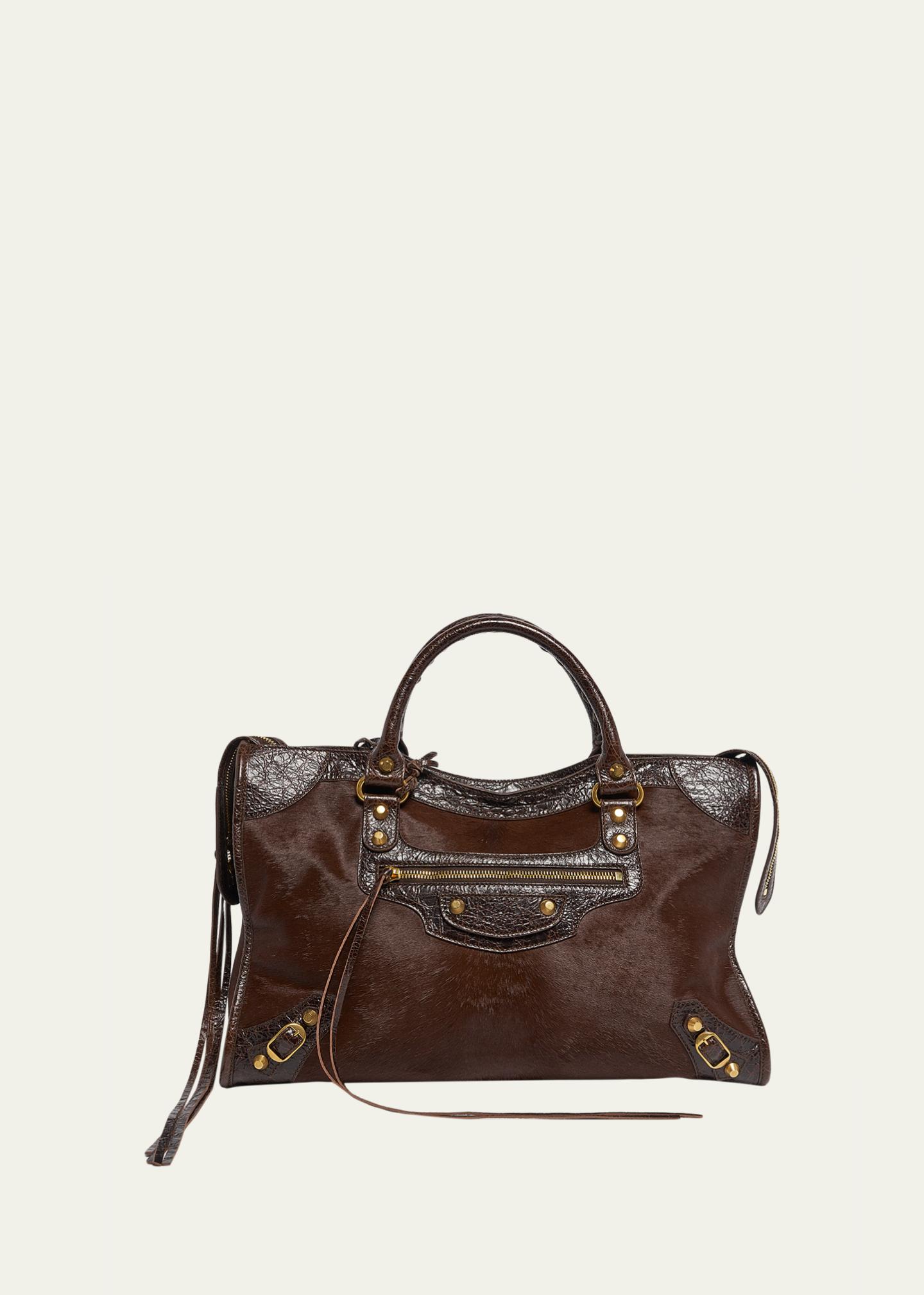 BALENCIAGA city ダークブラウン Balenciaga Le City Medium Calf Hair Tote Bag - Bergdorf Goodman
