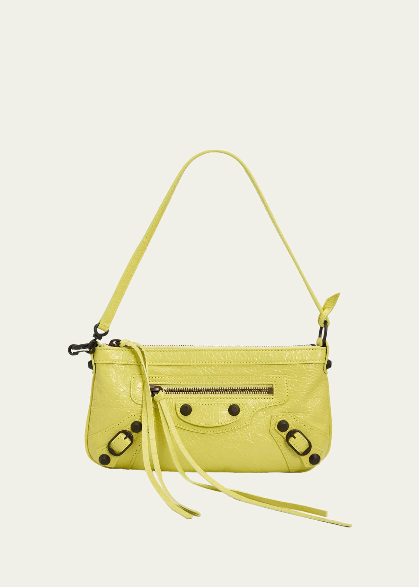 Balenciaga Le City Crinkled Leather Pouch Shoulder Bag - Bergdorf