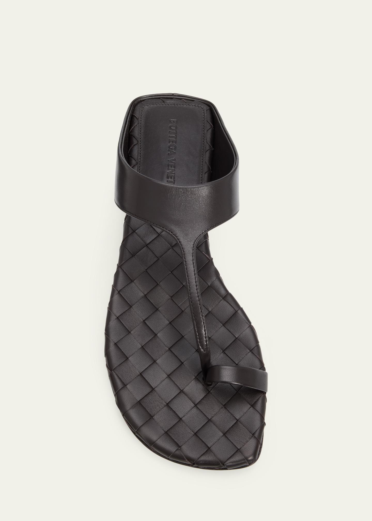 Bottega Veneta Livia Lagoon Nappa Leather Flat Toe-Ring Sandals