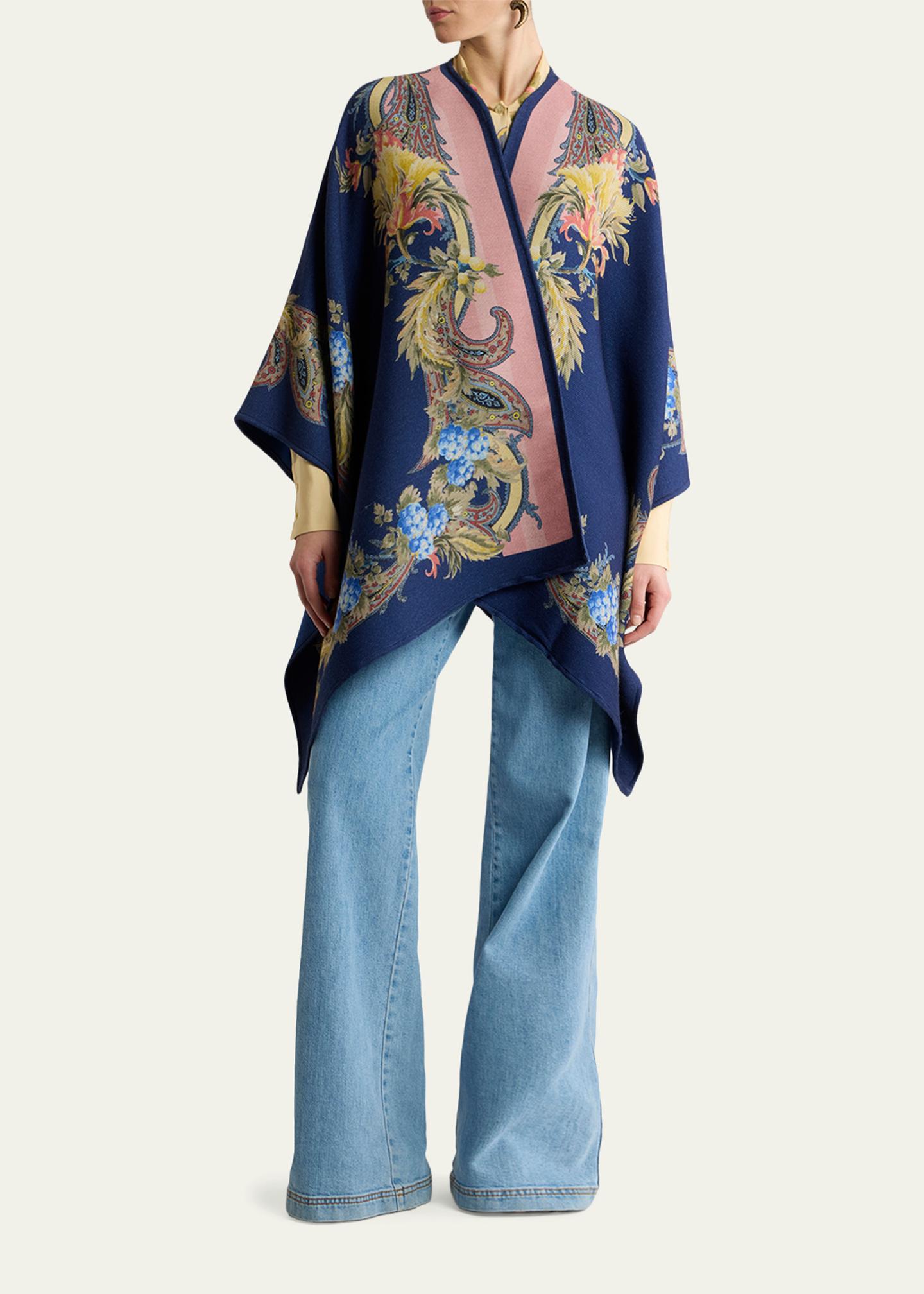 ETRO　エトロ　ルームケット　ウォッシャブルウール Etro Paisley Wool-Blend Jacquard Cape - Bergdorf Goodman