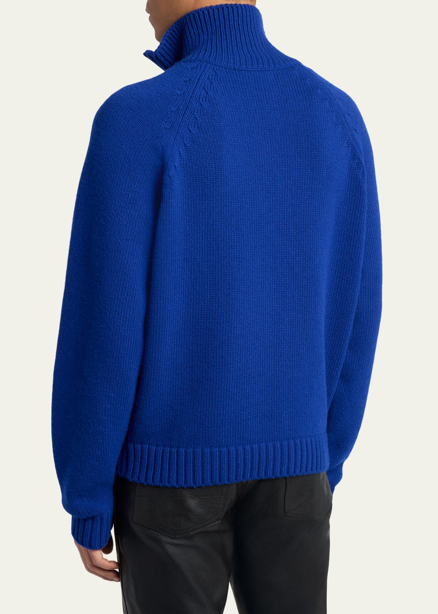 TOM FORD Men's Cashmere and Wool Raglan Sleeve Half-Zip Sweater