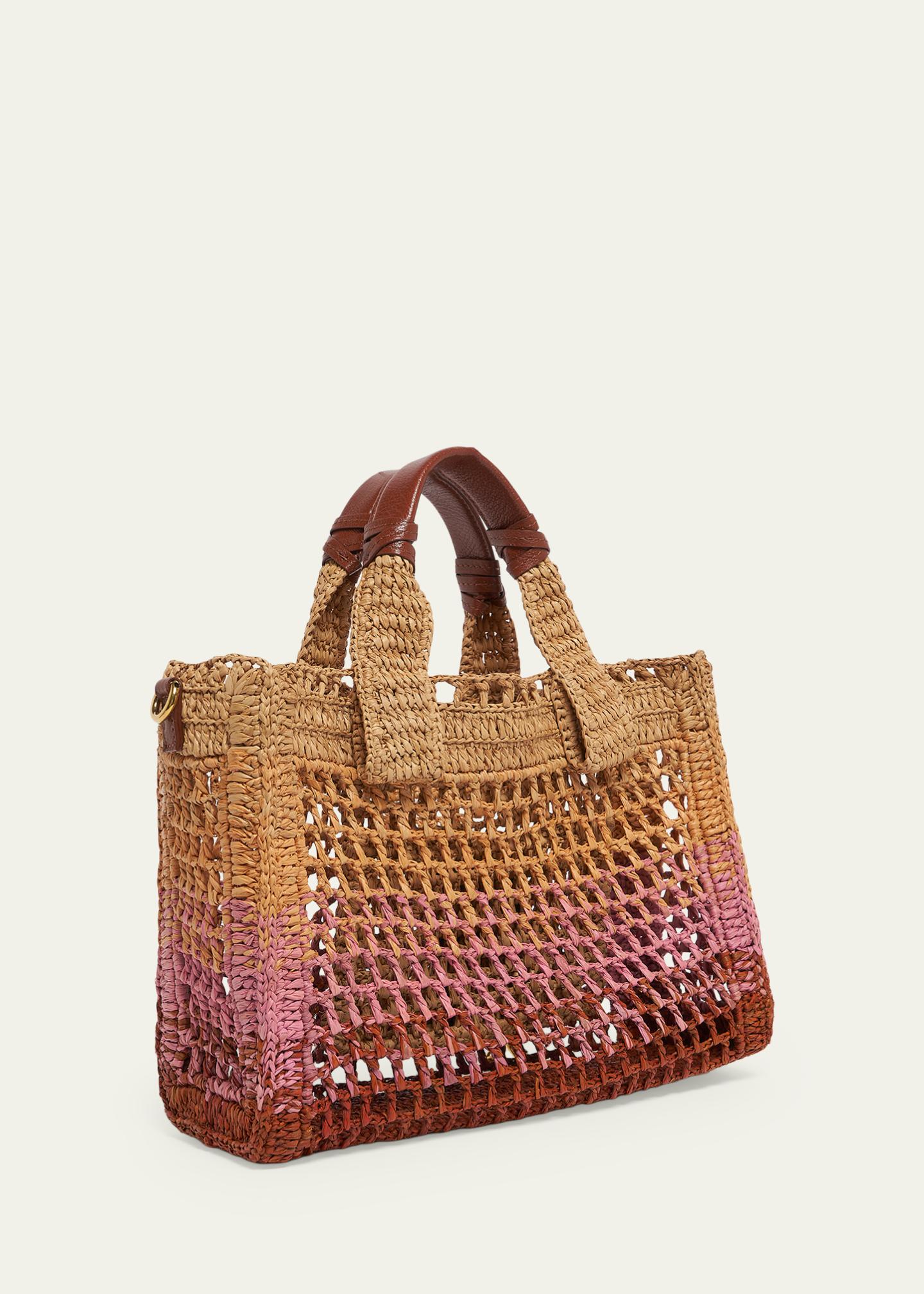 Chloe Summer Banana Ombre Crochet Raffia Tote Bag - Bergdorf Goodman