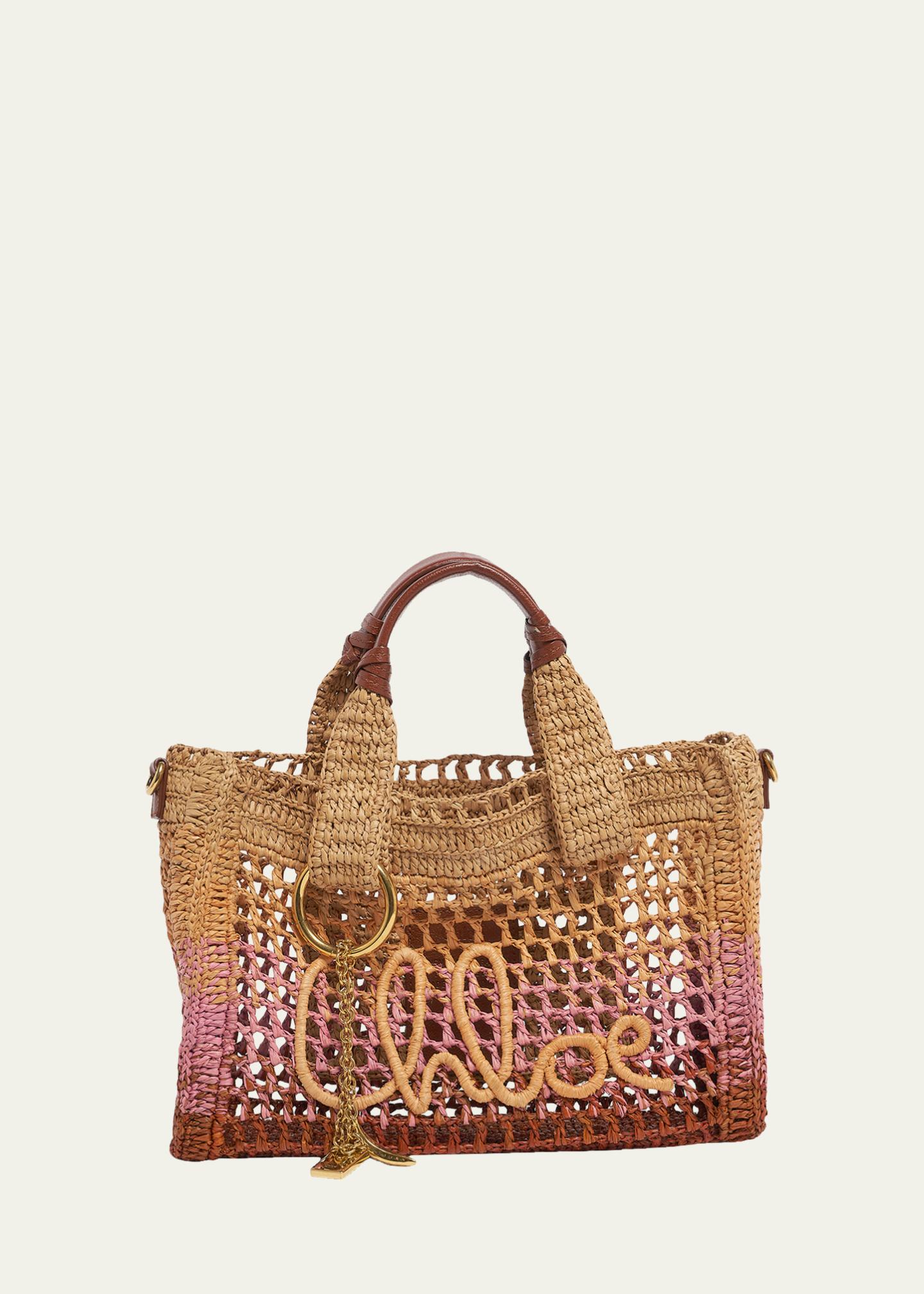 Chloe Summer Banana Ombre Crochet Raffia Tote Bag - Bergdorf Goodman