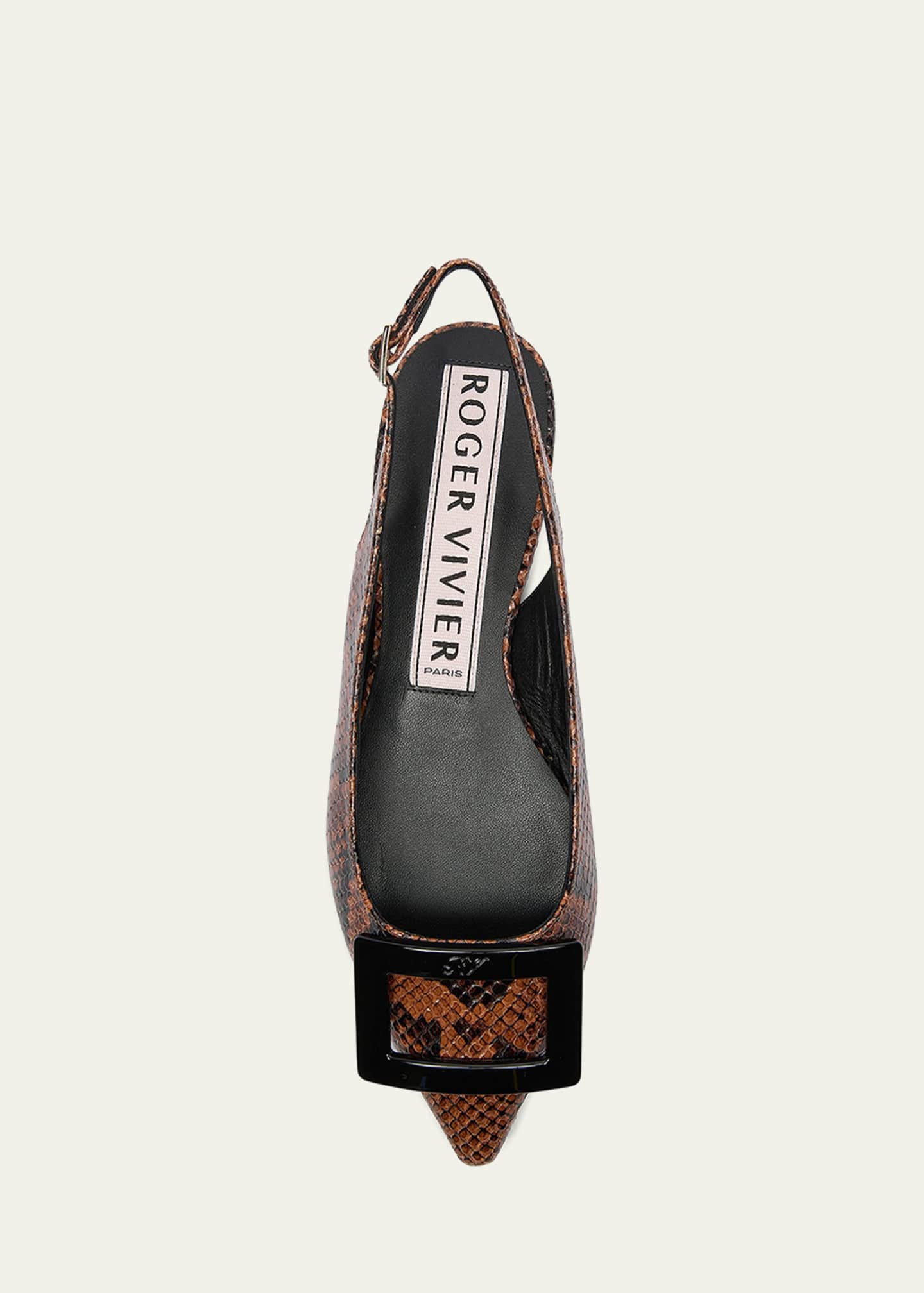 Roger Vivier Gommettine Croc-Embossed Leather Slingback Ballerina