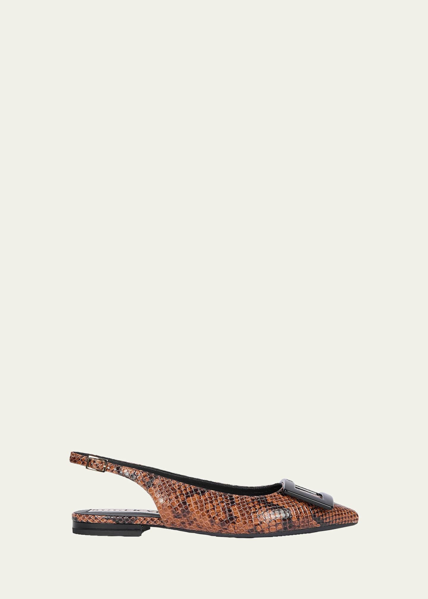 t*o様 Roger Vivier ロジェビビエ ゴメッティーヌ 36.5 ブラ Roger Vivier Gommettine Croc-Embossed Leather Slingback Ballerina