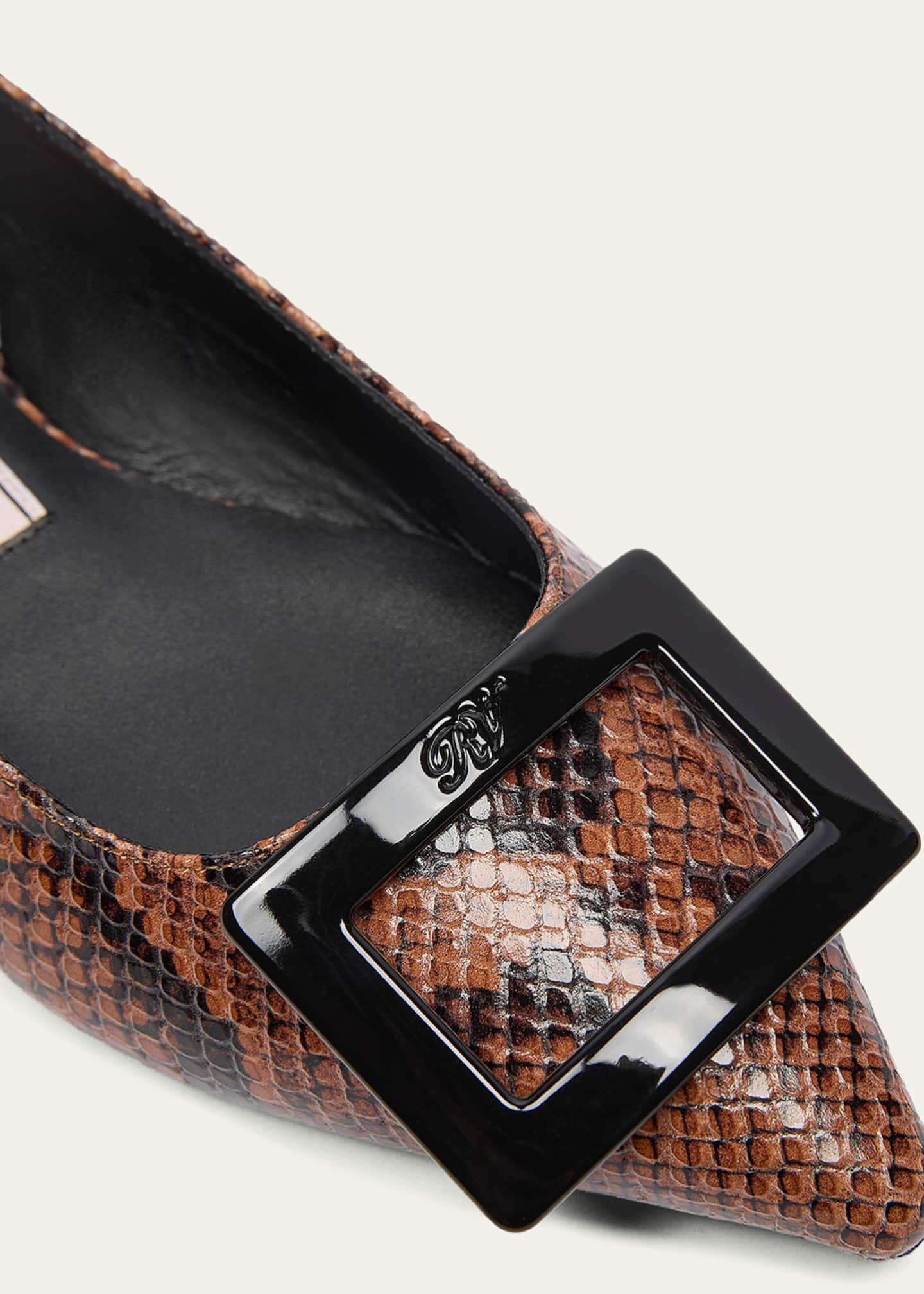 Roger Vivier Gommettine Croc-Embossed Leather Slingback Ballerina