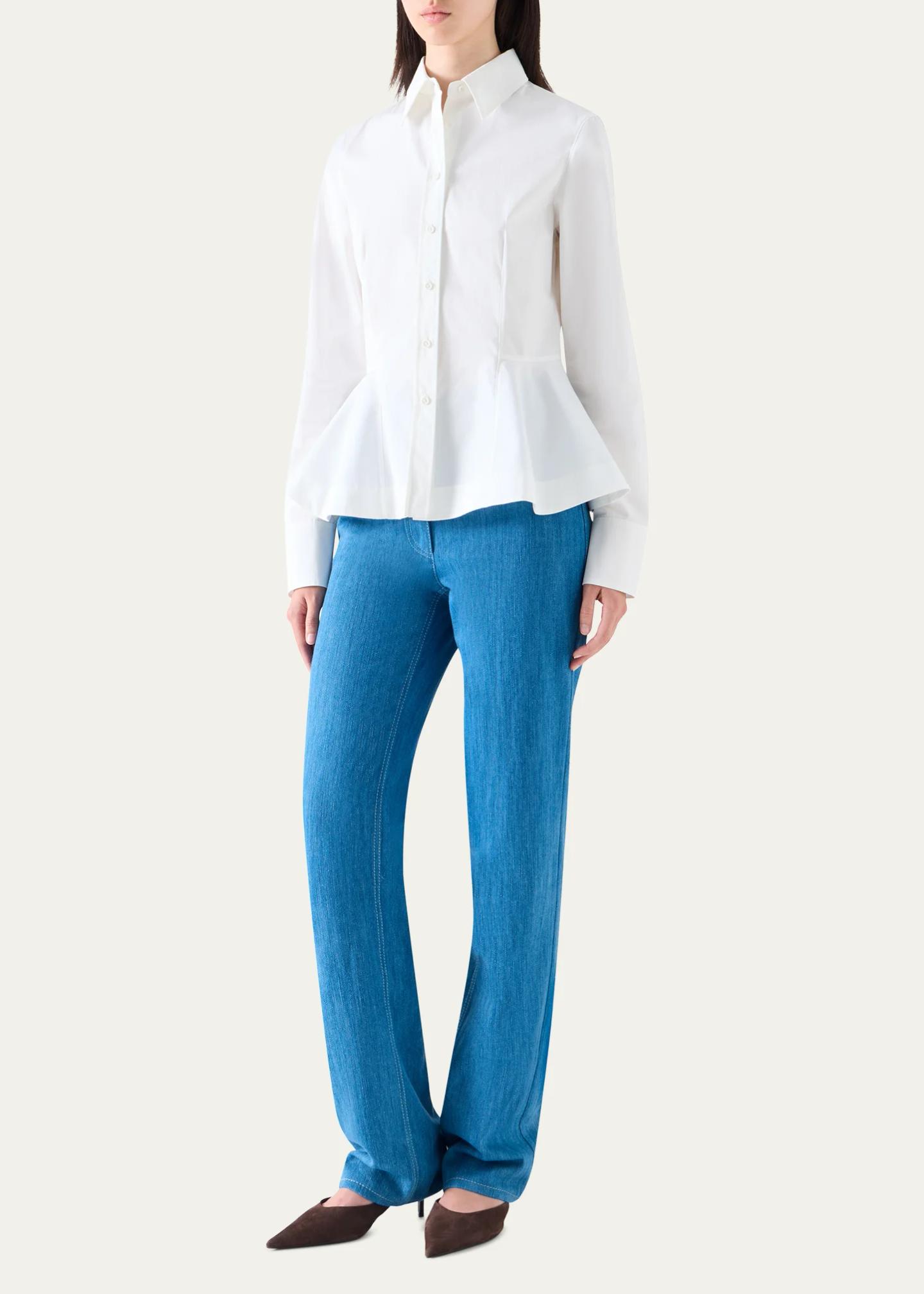 Akris punto Peplum Cotton Button-Front Blouse - Bergdorf Goodman