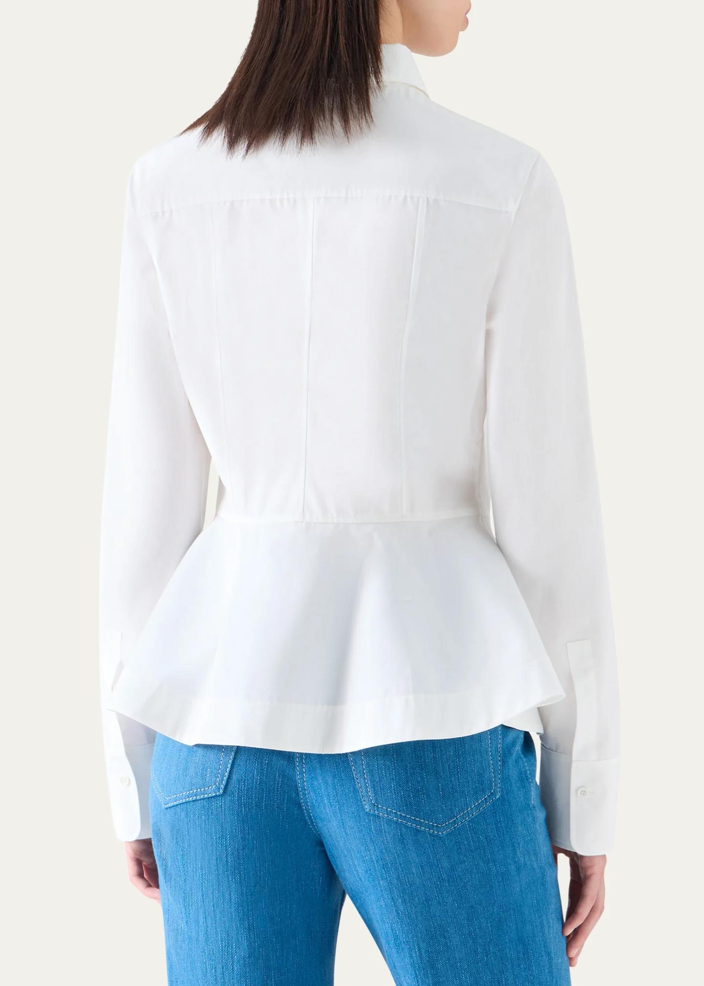 Akris punto Peplum Cotton Button-Front Blouse - Bergdorf Goodman