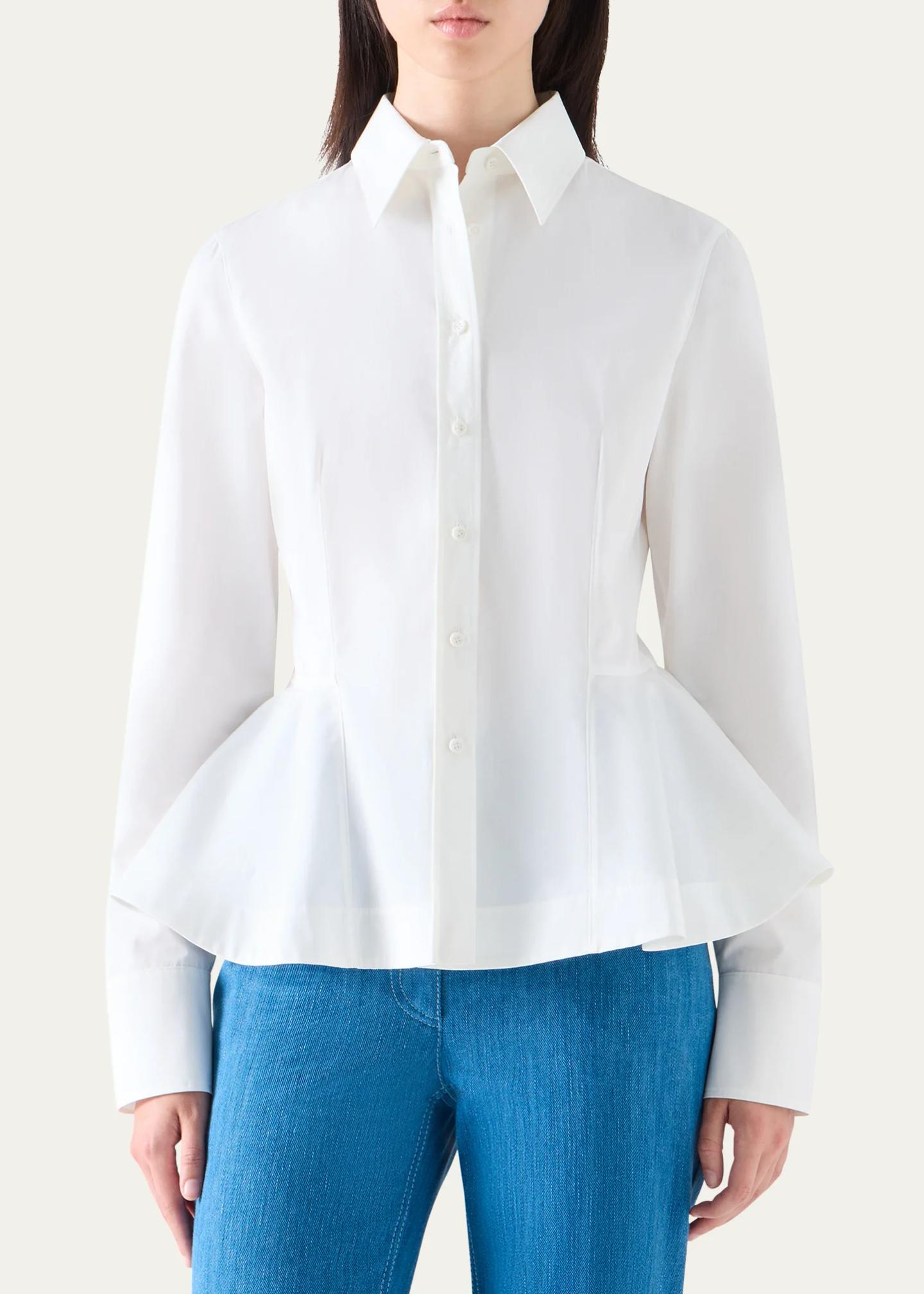 Akris punto Peplum Cotton Button-Front Blouse - Bergdorf Goodman