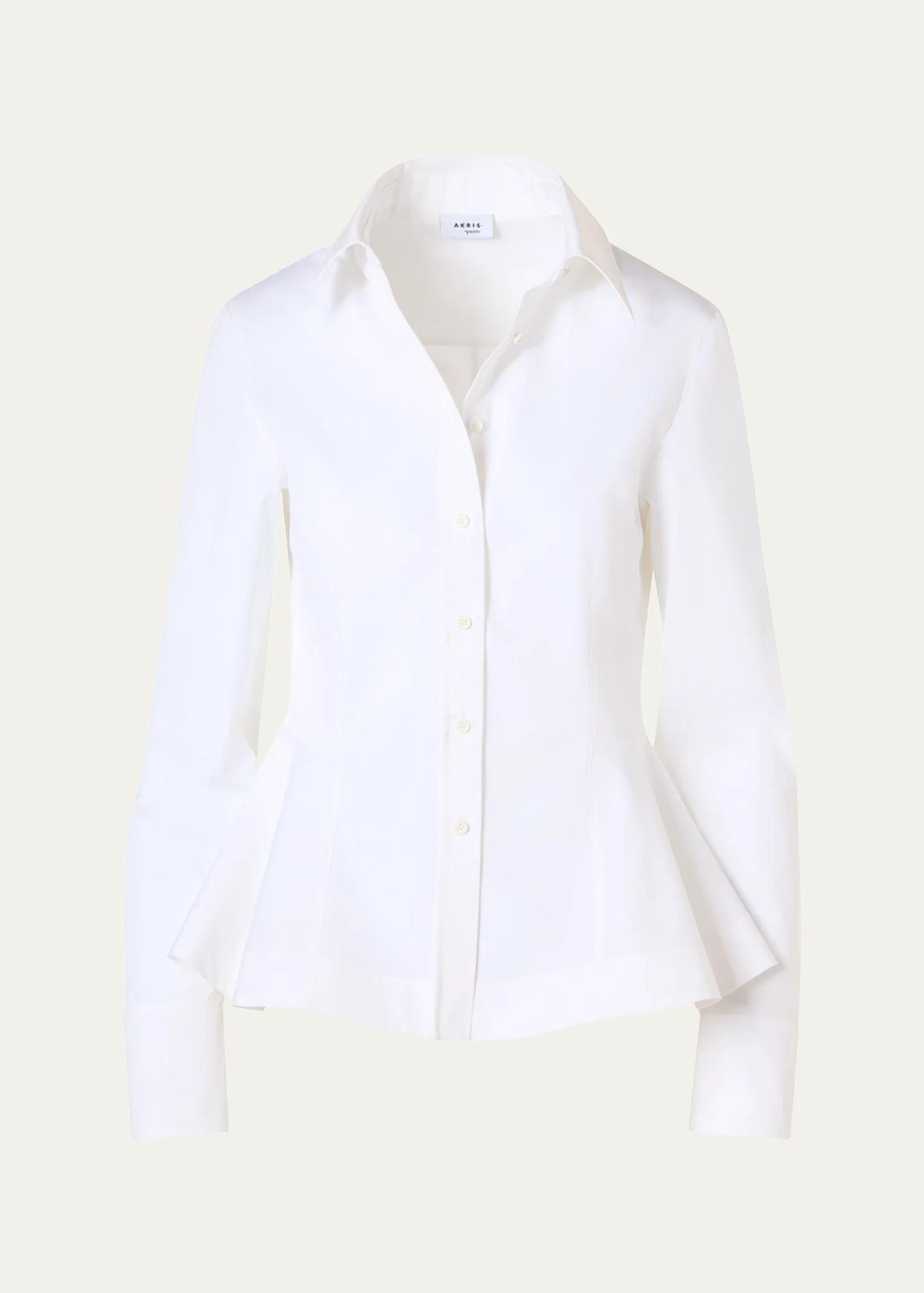 Akris punto Peplum Cotton Button-Front Blouse - Bergdorf Goodman