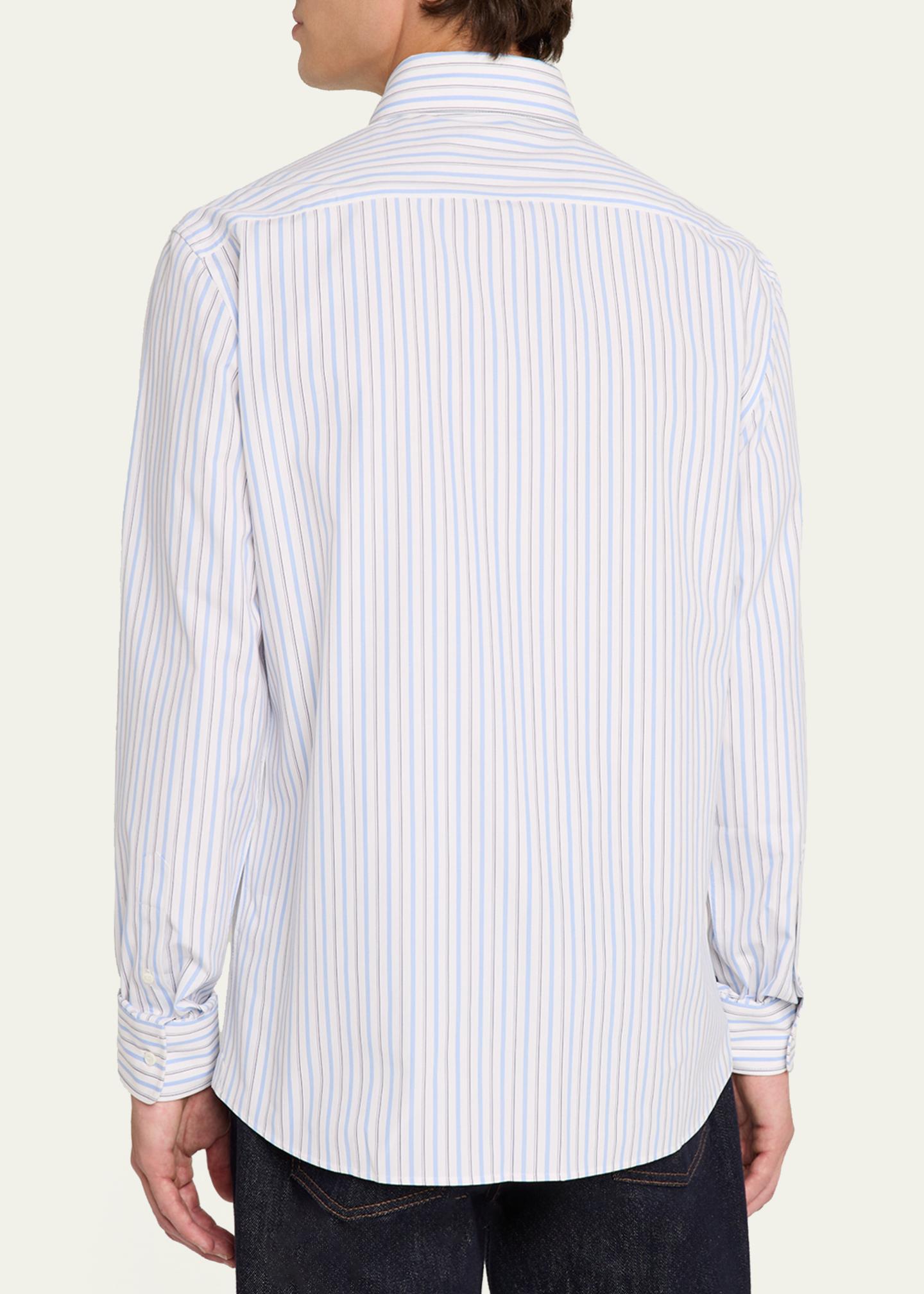 Brunello Cucinelli Men's Cotton Variegated Stripe Button-Down