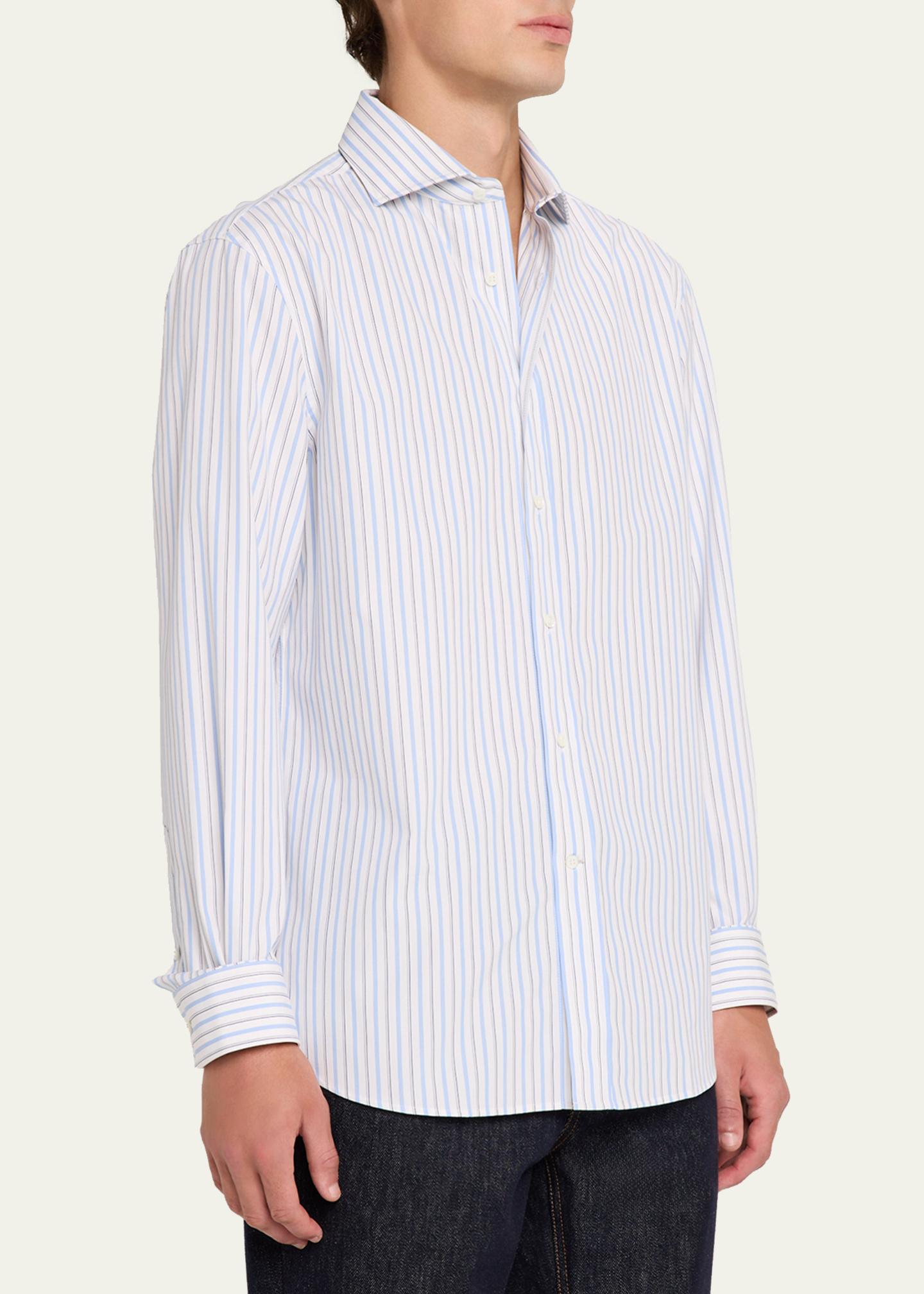 Brunello Cucinelli Men's Cotton Variegated Stripe Button-Down