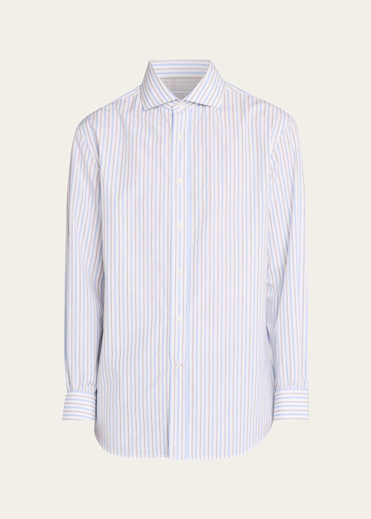 Brunello Cucinelli Men's Cotton Variegated Stripe Button-Down