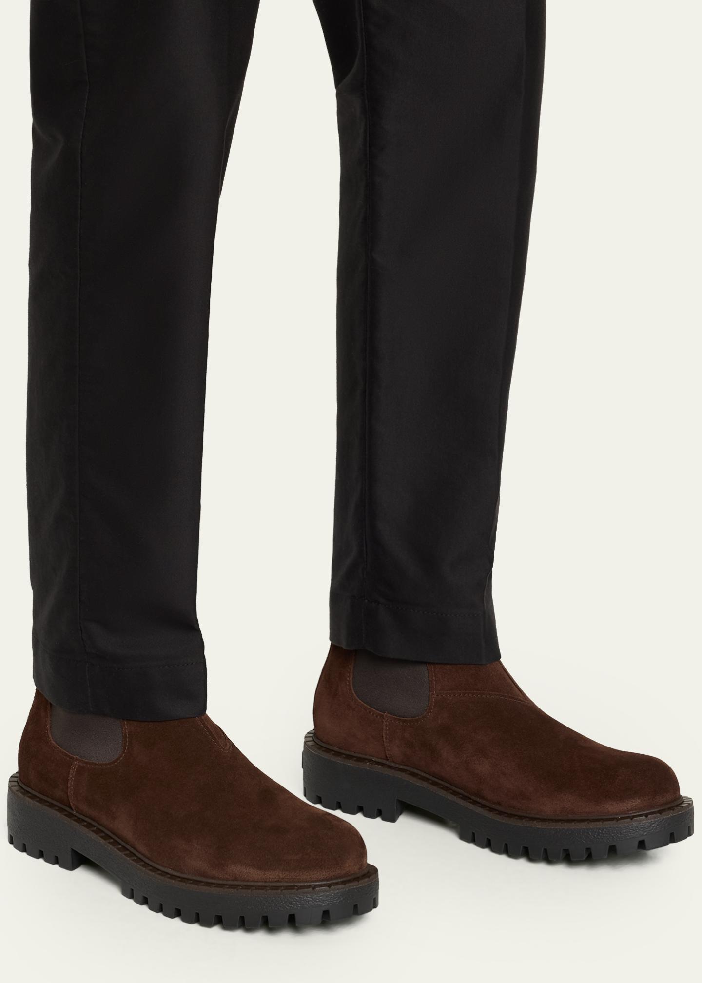 PRADA ベルクロローファーブーツ Prada Men's Folder Suede Lug-Sole Chelsea Boots - Bergdorf Goodman