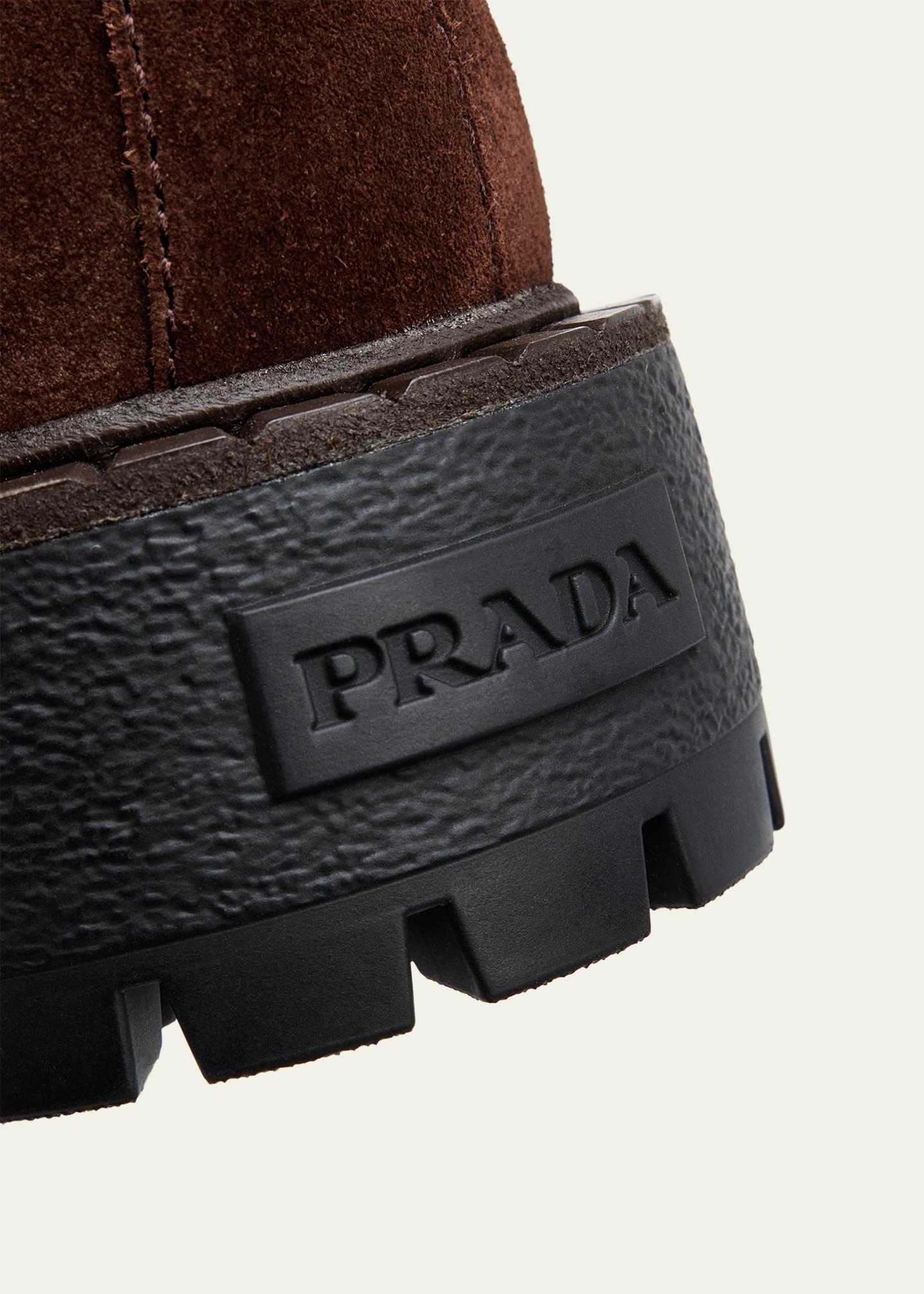 Prada Men's Folder Suede Lug-Sole Chelsea Boots - Bergdorf Goodman