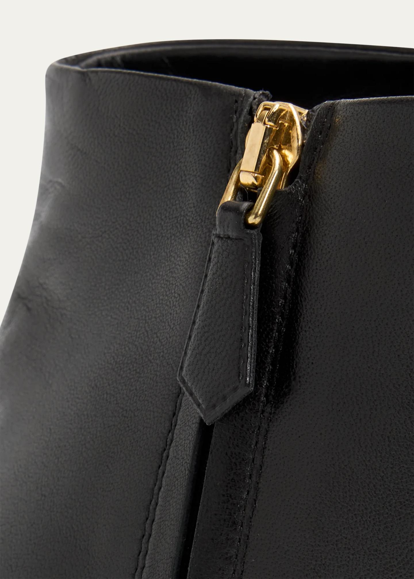 Prada 35mm Triangle Logo Leather Ankle Boots - Bergdorf Goodman