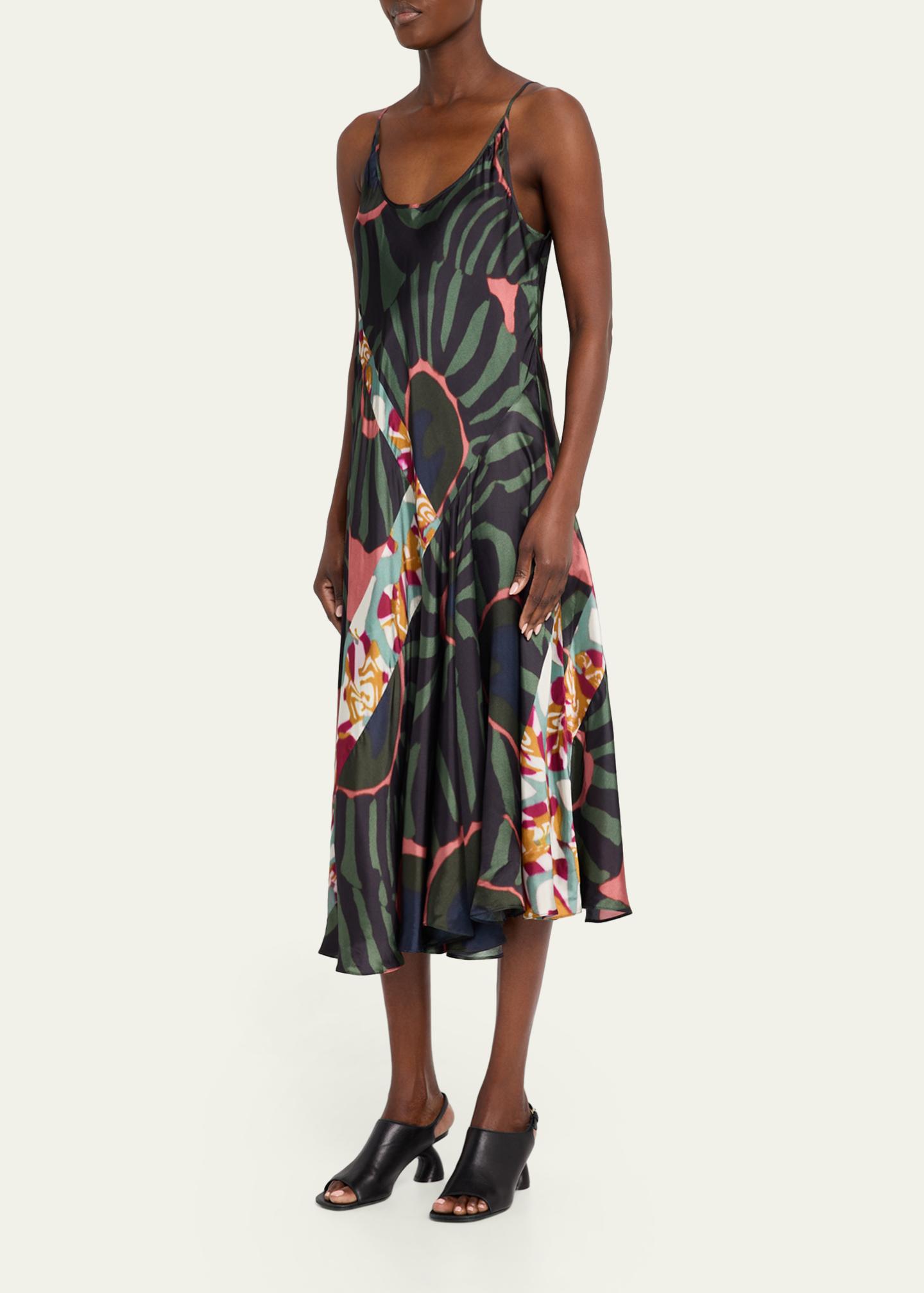 Dries Van Noten Dibelle Patchwork Satin Midi Slip Dress - Bergdorf