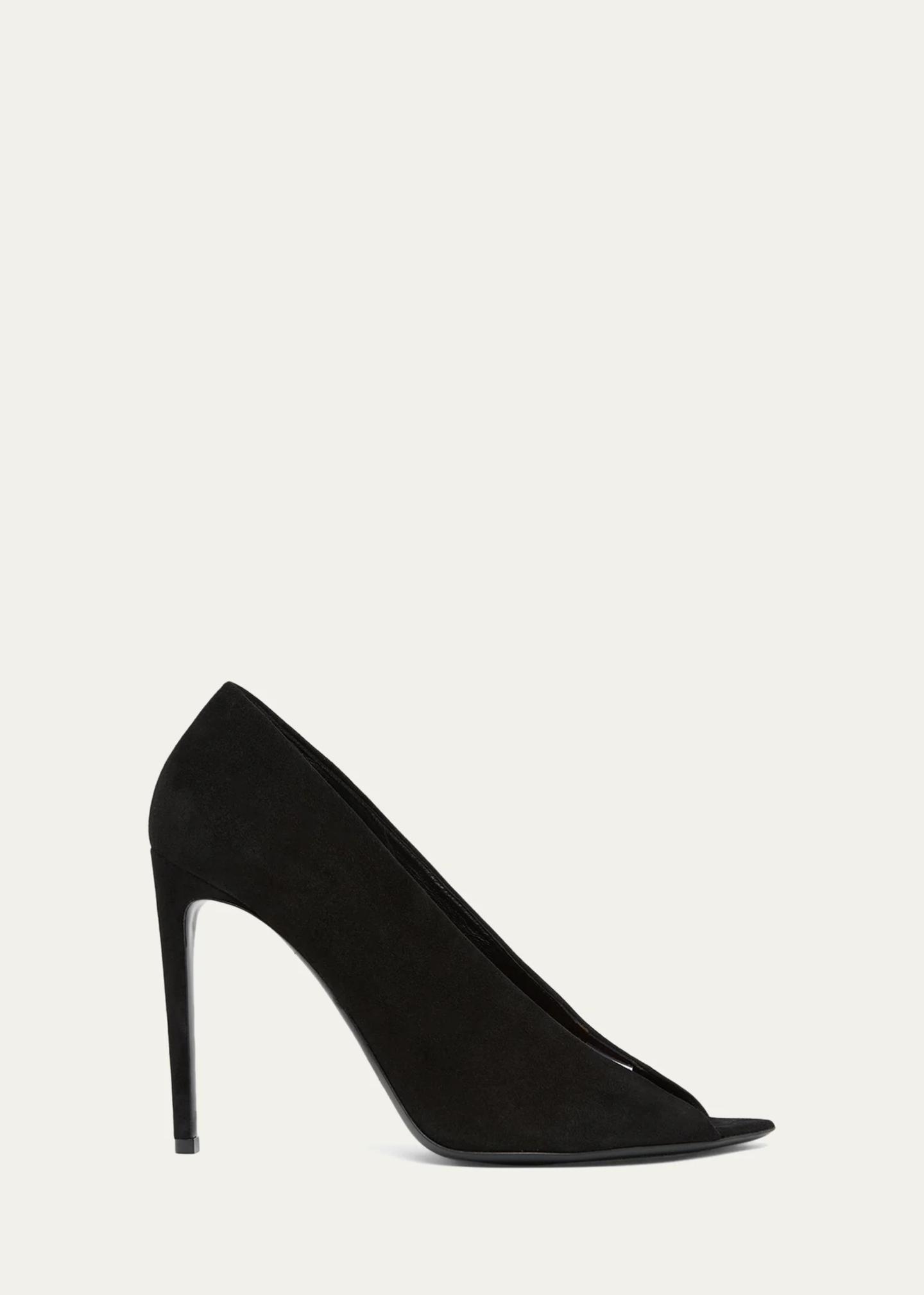 Valentino Garavani 105mm Open Toe Revele Suede Pumps - Bergdorf Goodman