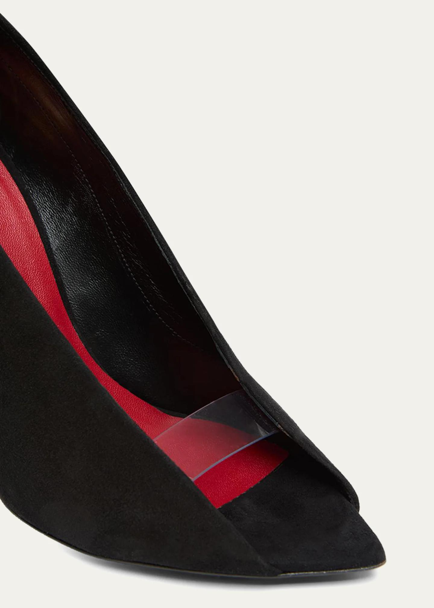 Valentino Garavani 105mm Open Toe Revele Suede Pumps - Bergdorf Goodman