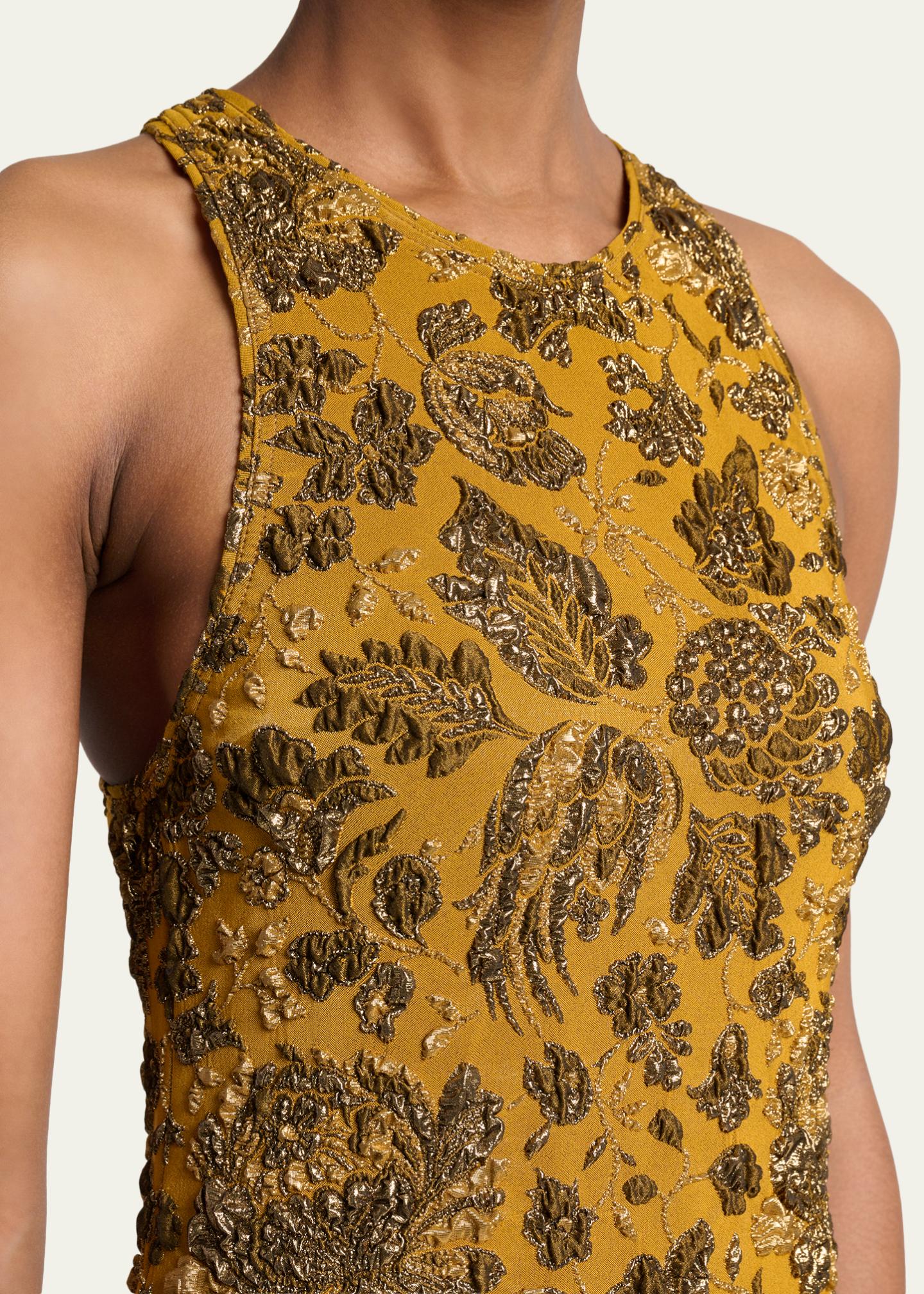 saint laurent gold dress Cross-Back Mini In Stretch Brocade - Orange - Women param-icons-normalni