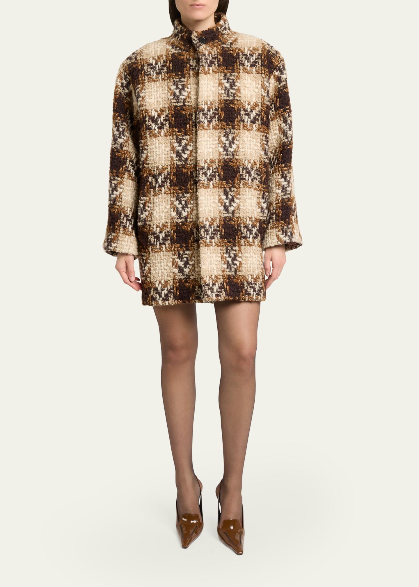 Saint Laurent Check Tweed Short Coat - Bergdorf Goodman