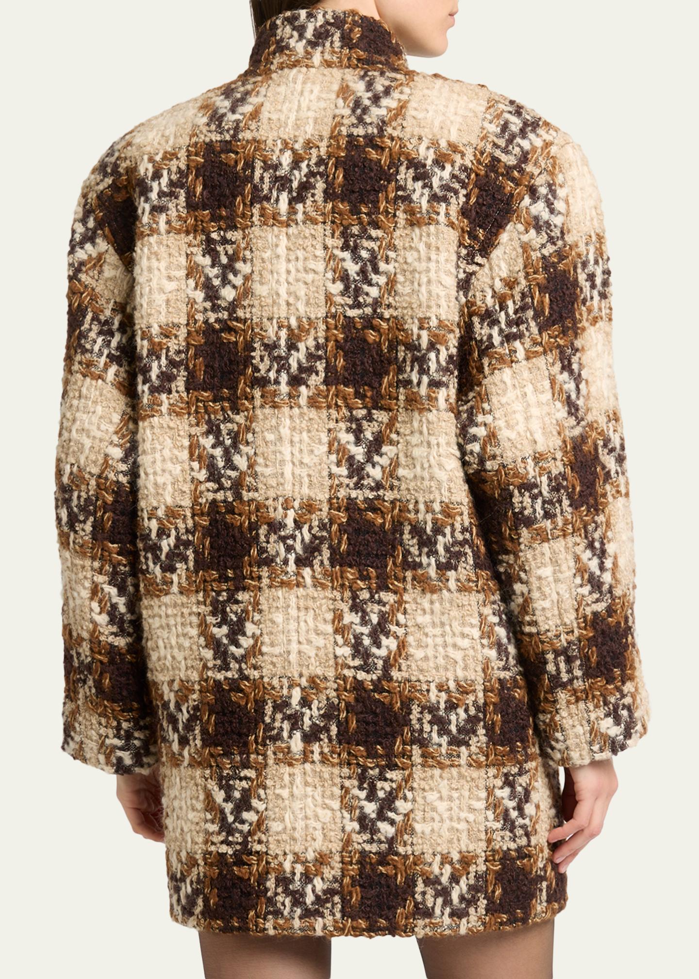 Saint Laurent Check Tweed Short Coat - Bergdorf Goodman