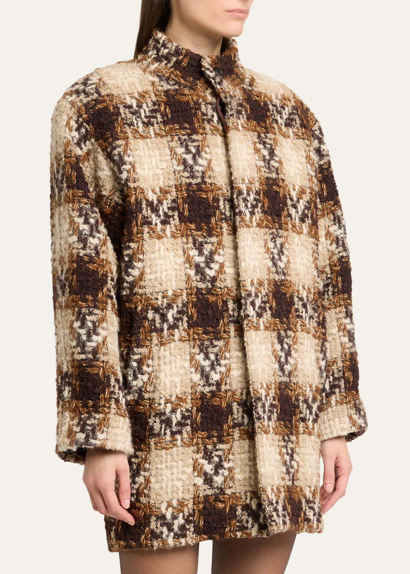 Yves Saint Laurent ダウンケット　150cm×200cm Saint Laurent Check Tweed Short Coat - Bergdorf Goodman