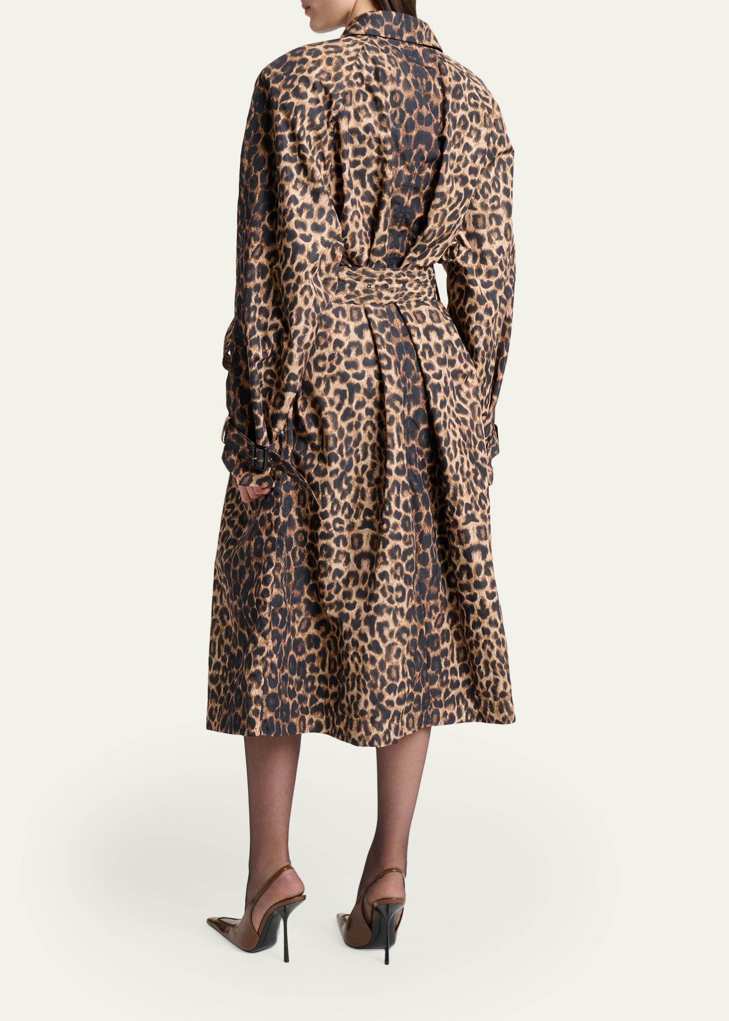 Saint Laurent Leopard-Print Nylon Trench Coat - Bergdorf Goodman