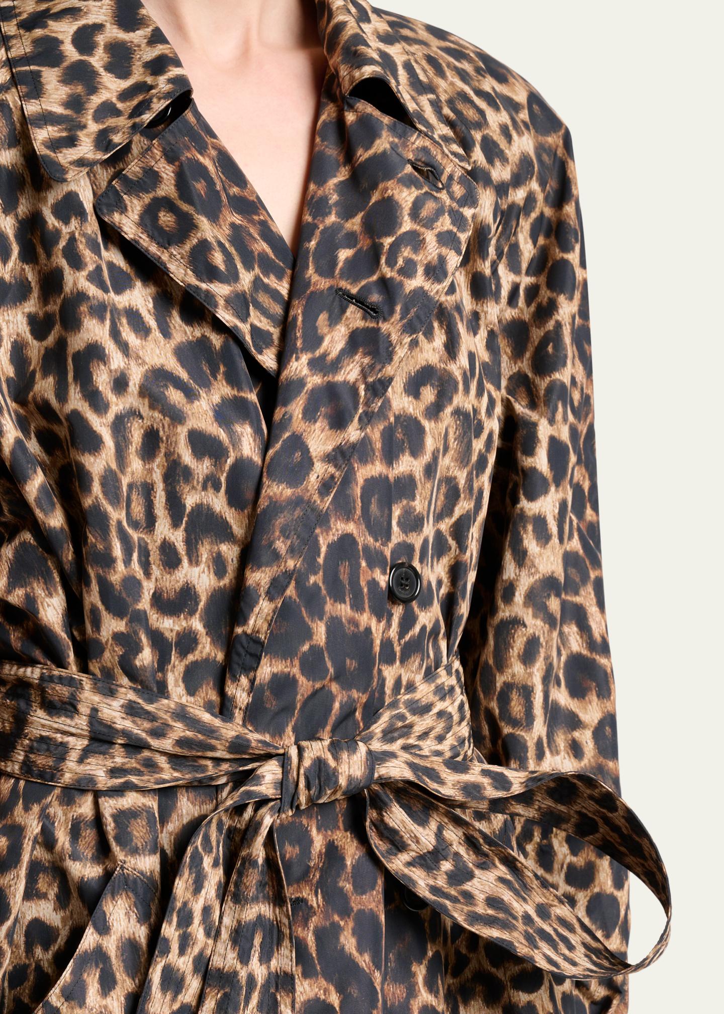 Saint Laurent Leopard-Print Nylon Trench Coat - Bergdorf Goodman