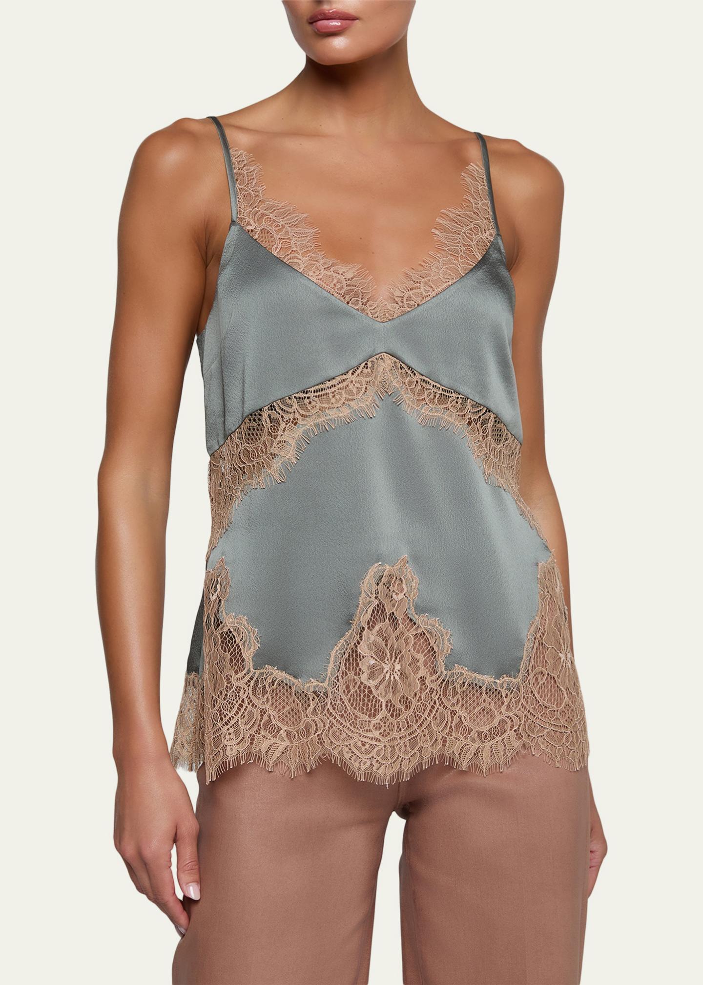 L'AGENCE Mitsu Lace-Trim Satin Camisole - Bergdorf Goodman