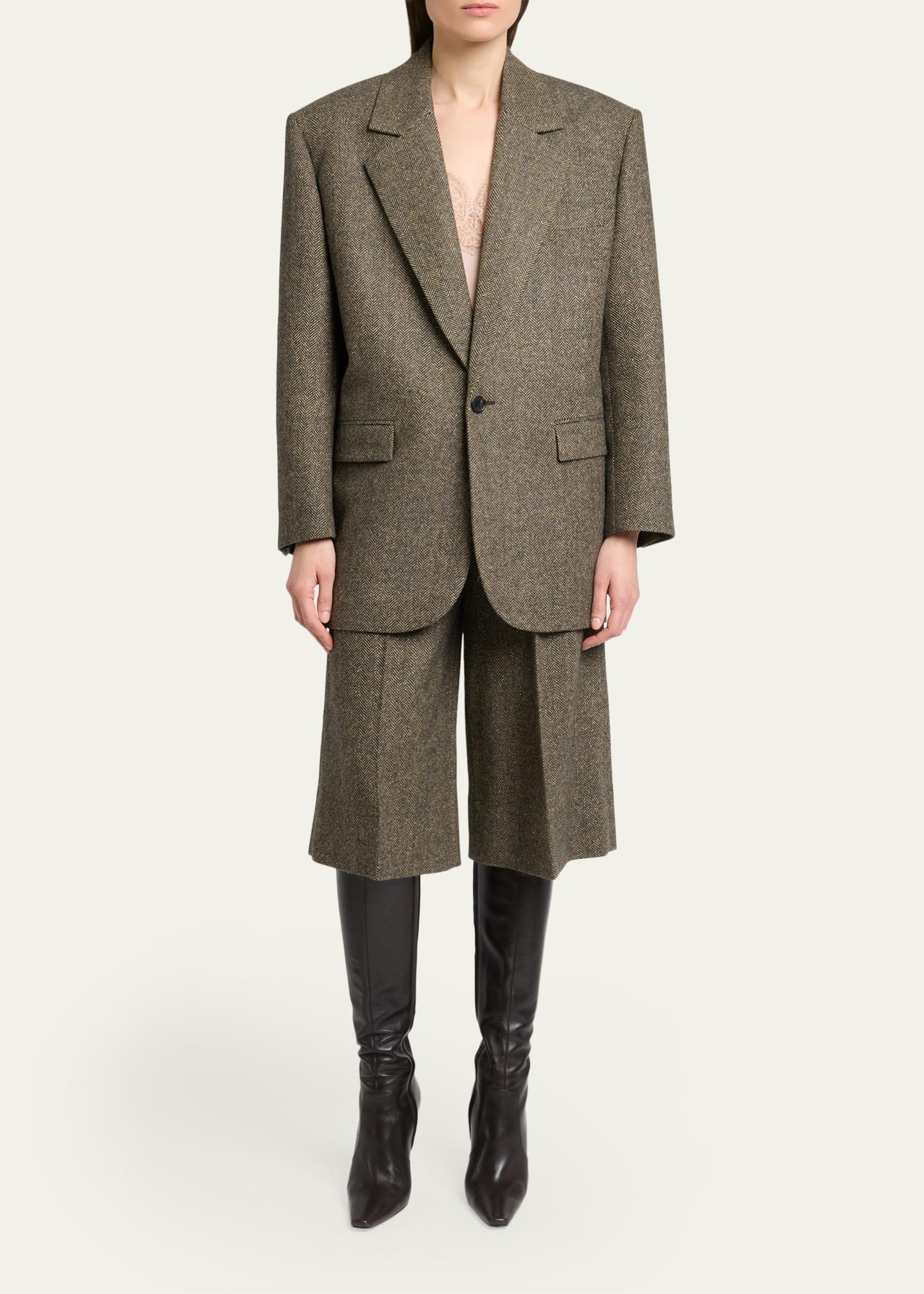 Saint Laurent Herringbone Wool Single-Breasted Jacket - Bergdorf